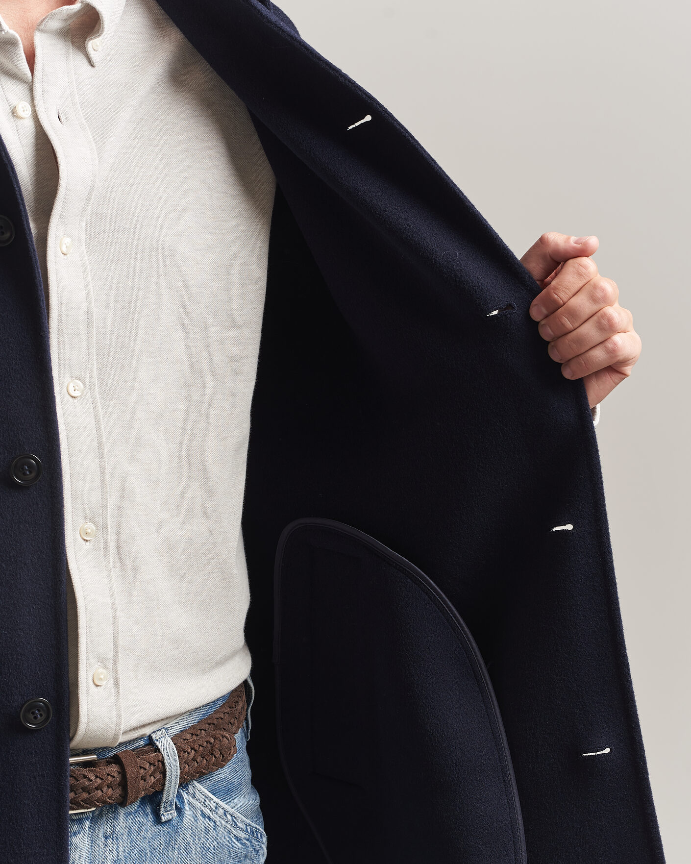 Homme | Manteaux Et Vestes | Gant | Handstitched Wool/Cashmere Top Coat Evening Blue