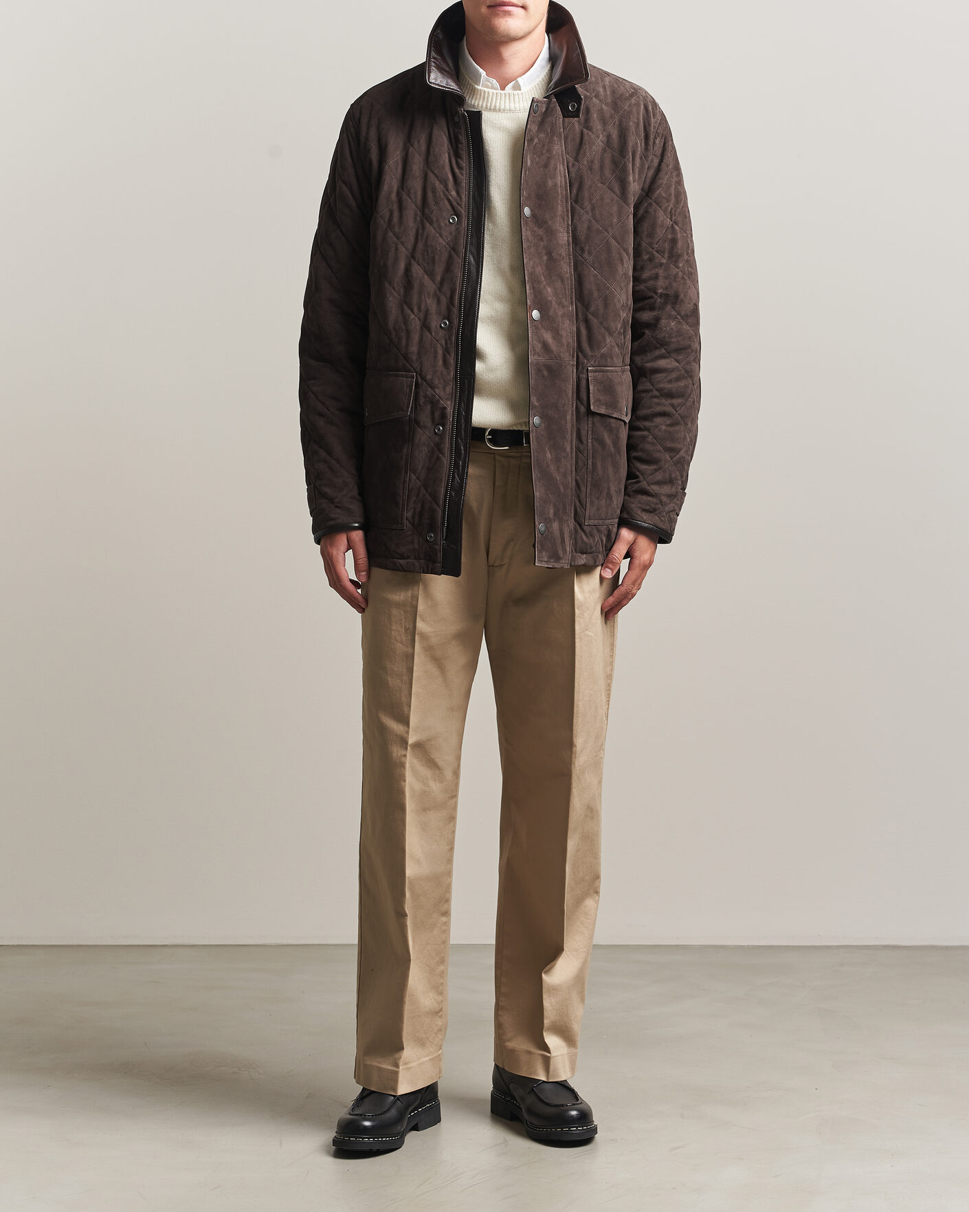 Homme | Manteaux Et Vestes | Gant | Quilted Suede Jacket Black Brown