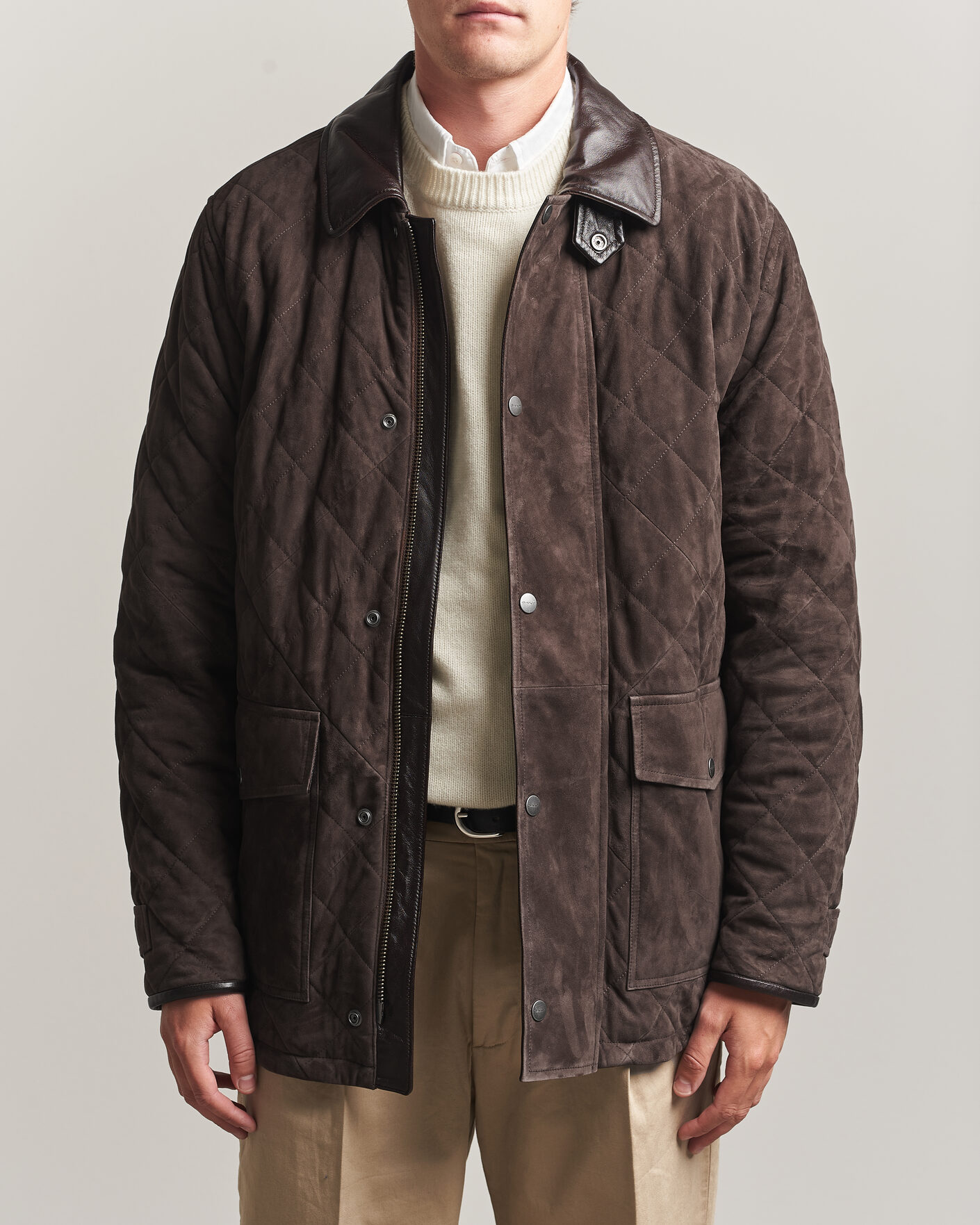 Homme | Manteaux Et Vestes | Gant | Quilted Suede Jacket Black Brown