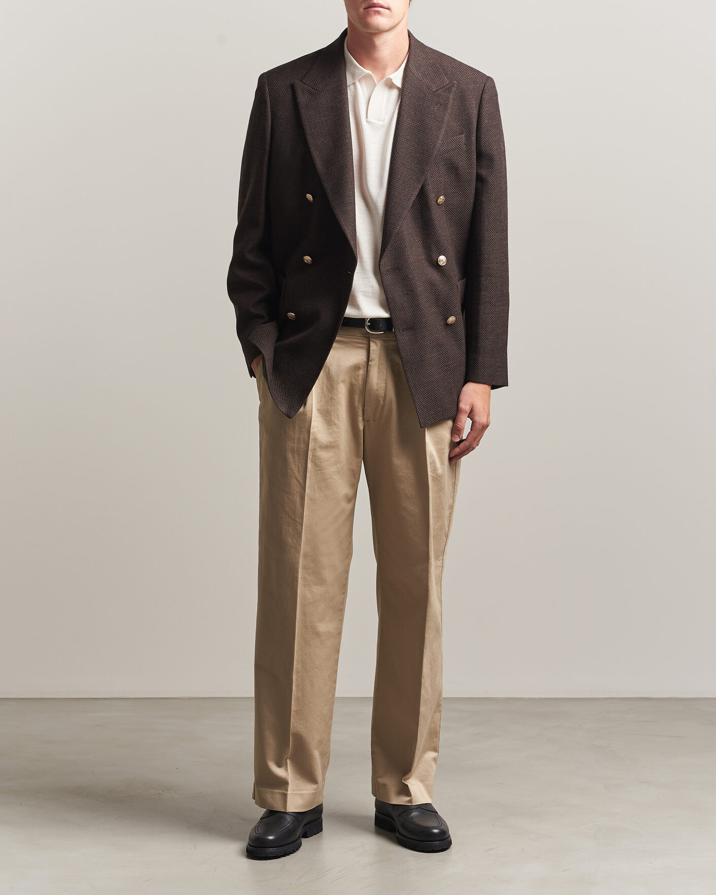 Homme | Blazers | Gant | Wool Textured Double Breasted Blazer Black Brown