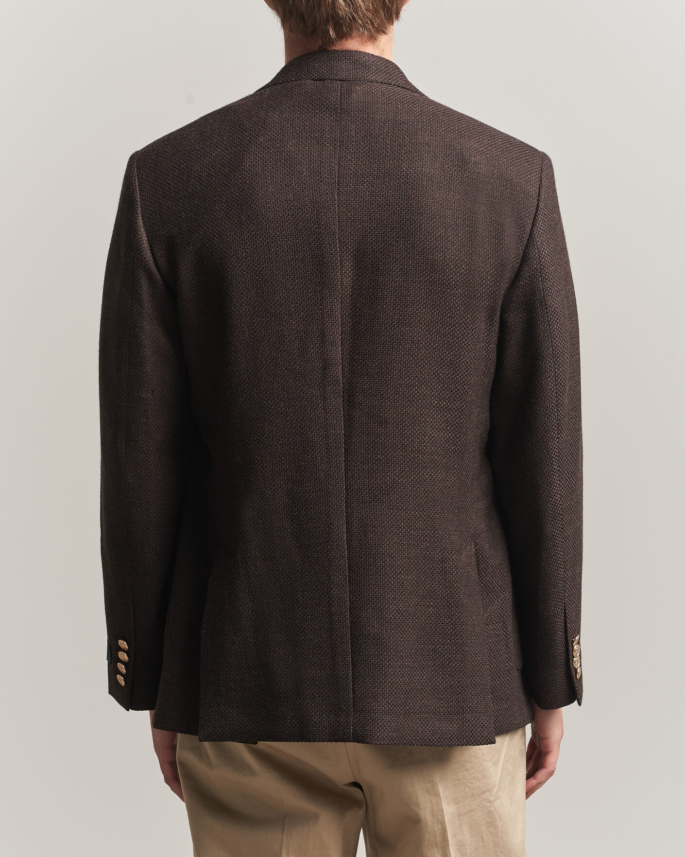 Homme | Blazers | Gant | Wool Textured Double Breasted Blazer Black Brown
