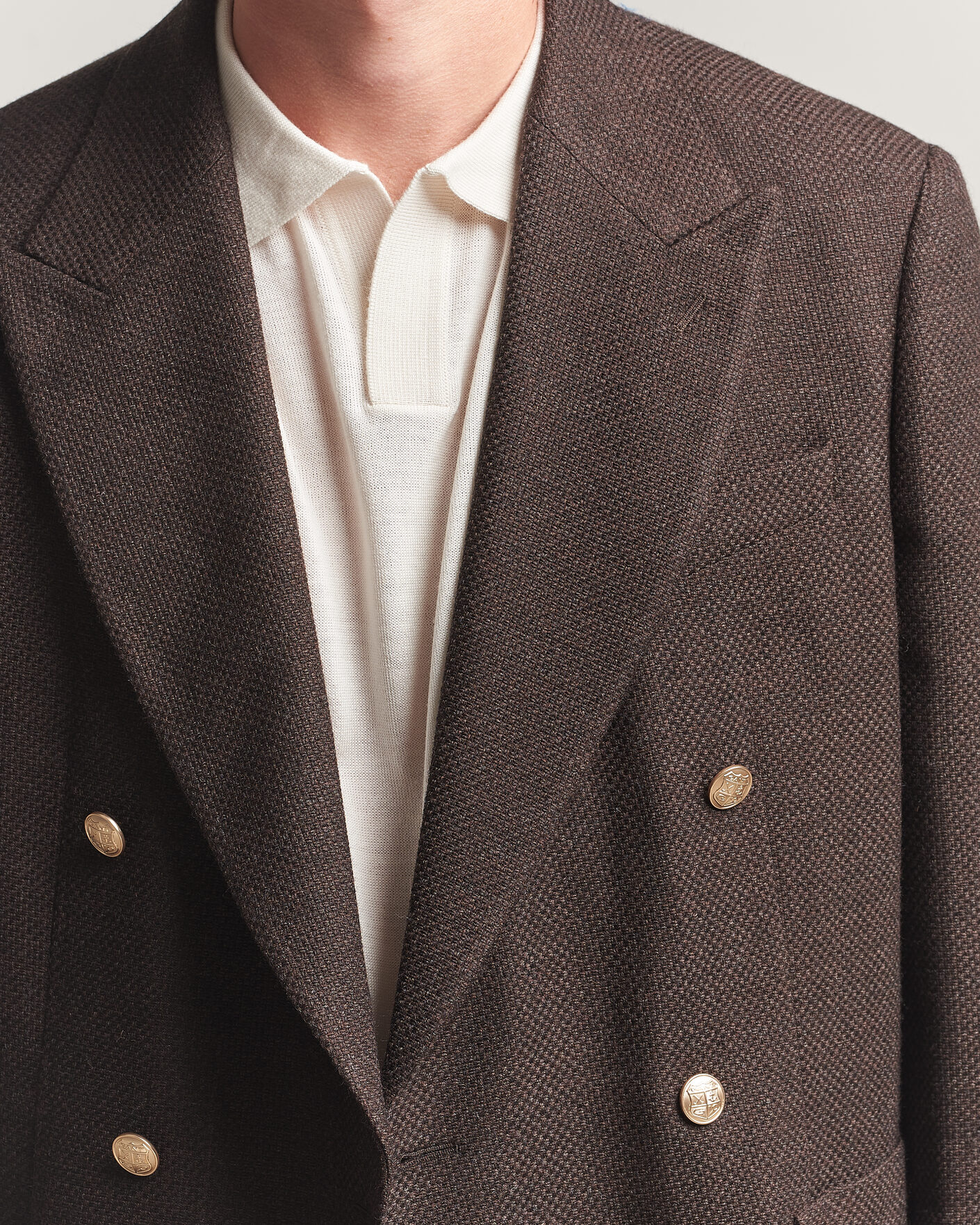 Homme | Blazers | Gant | Wool Textured Double Breasted Blazer Black Brown