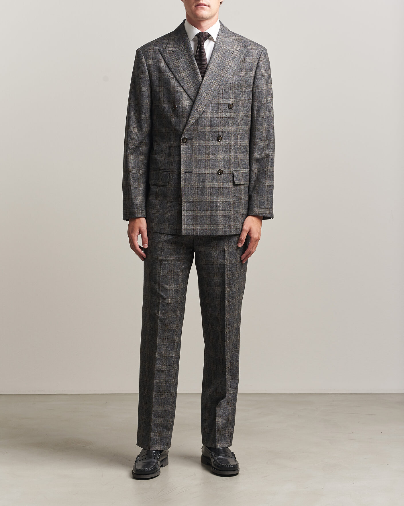 Homme | Blazers | Gant | Wool Glencheck Double Breasted Blazer Ceramic Grey