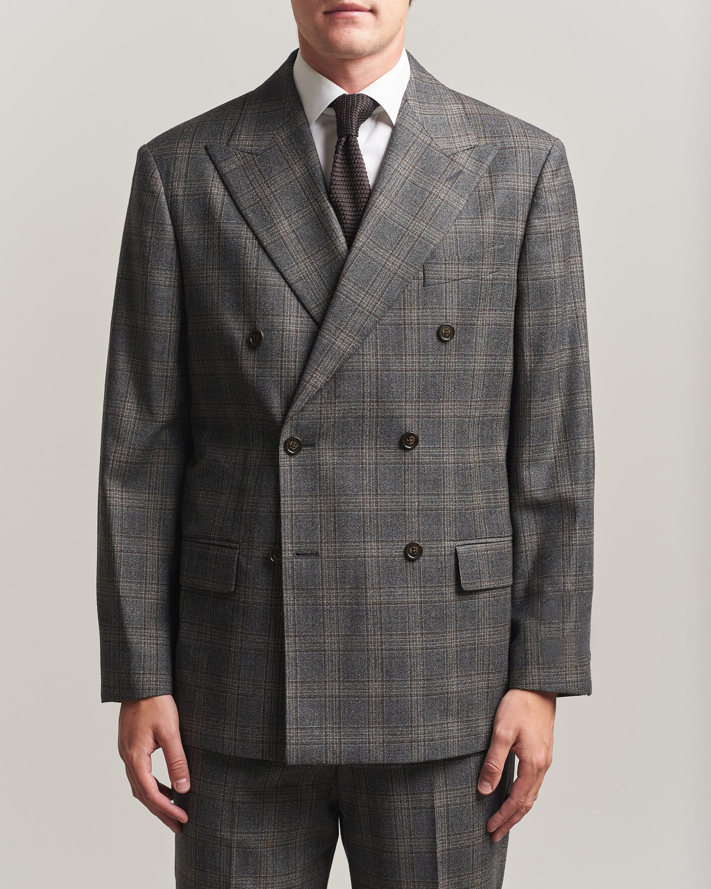 Homme | Blazers | Gant | Wool Glencheck Double Breasted Blazer Ceramic Grey