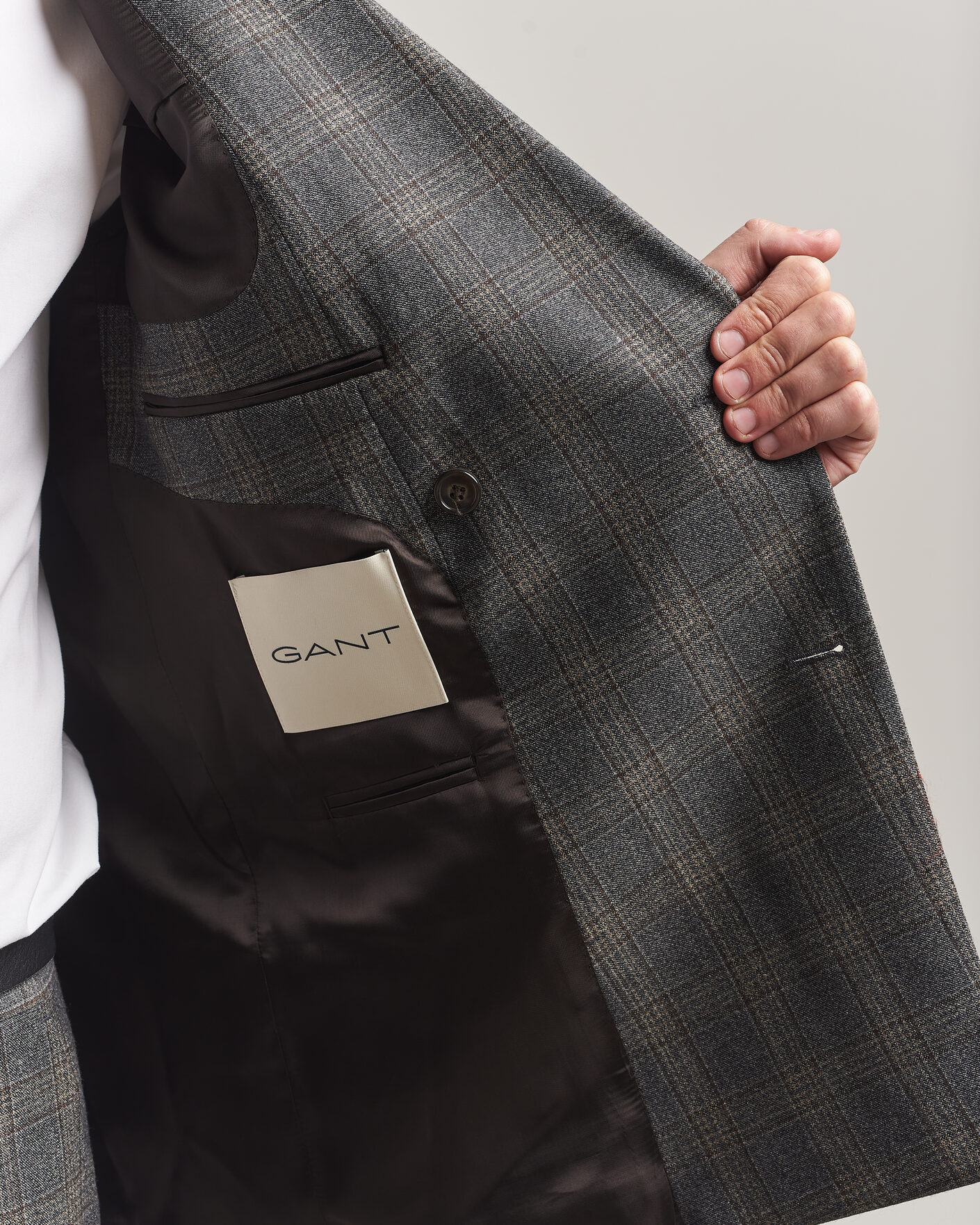 Homme | Blazers | Gant | Wool Glencheck Double Breasted Blazer Ceramic Grey