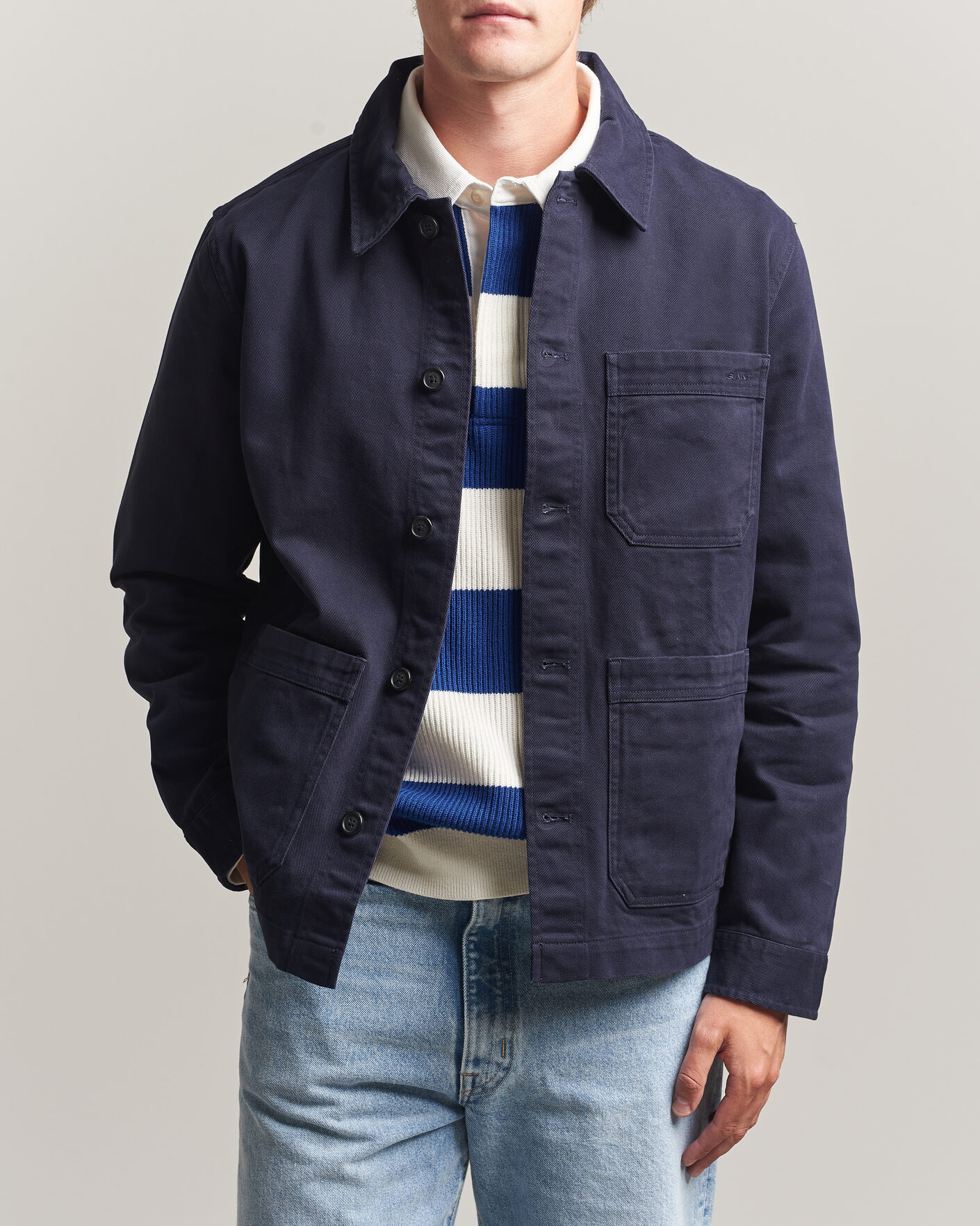 Homme | Chemises | Gant | Regular Fit Brushed Twill Overshirt Evening Blue