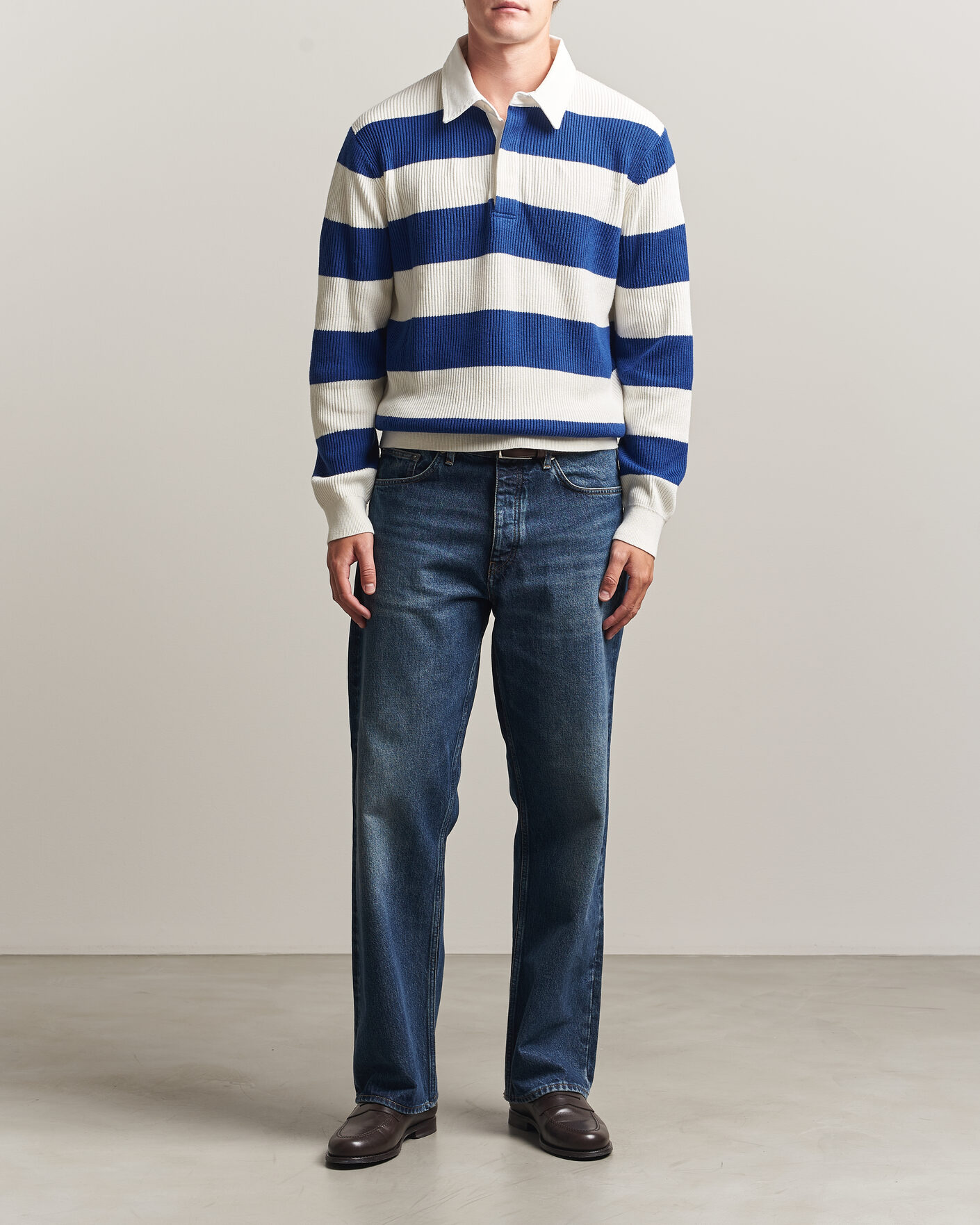Homme | Pulls Et Tricots | Gant | Cotton/Merino Knitted Striped Rugger Cream