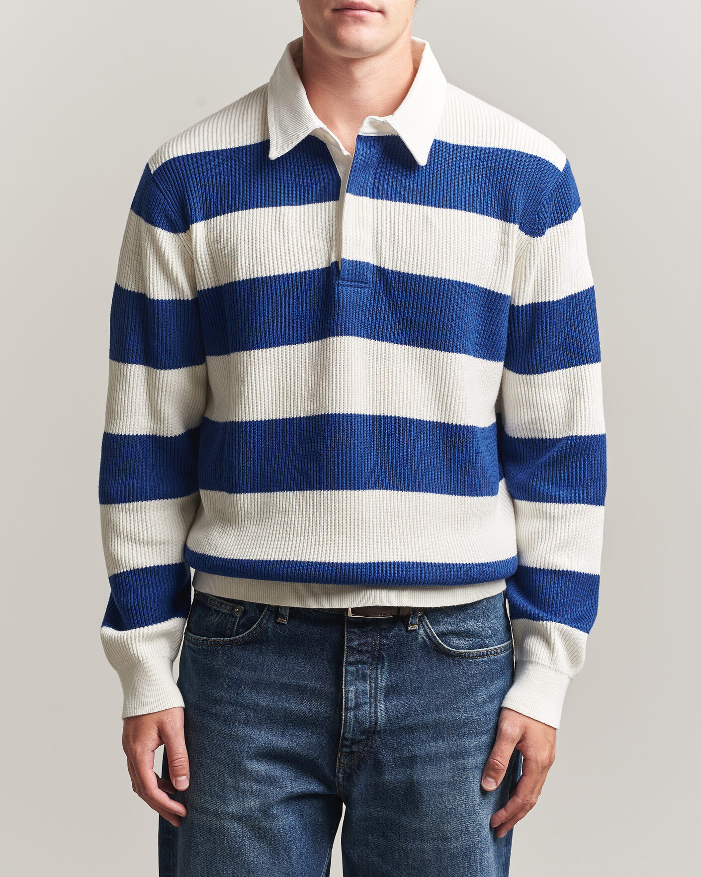 Homme | Pulls Et Tricots | Gant | Cotton/Merino Knitted Striped Rugger Cream