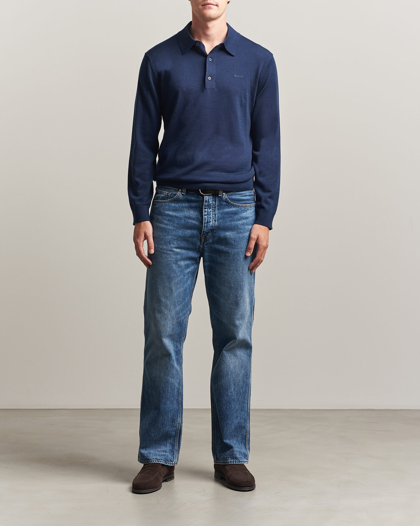 Homme | Pulls Et Tricots | Gant | Extrafine Merino Knitted Polo Marine