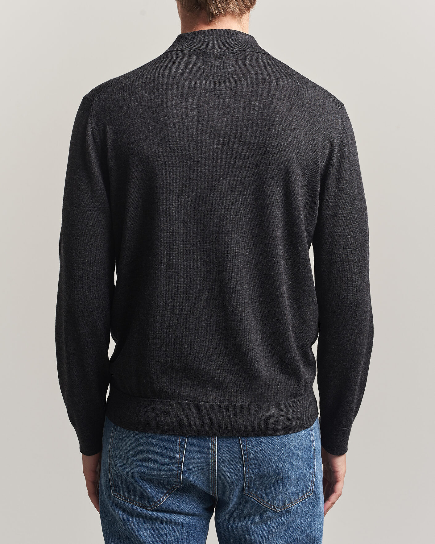 Homme | Pulls Et Tricots | Gant | Extrafine Merino Knitted Polo Dark Charcoal Melange