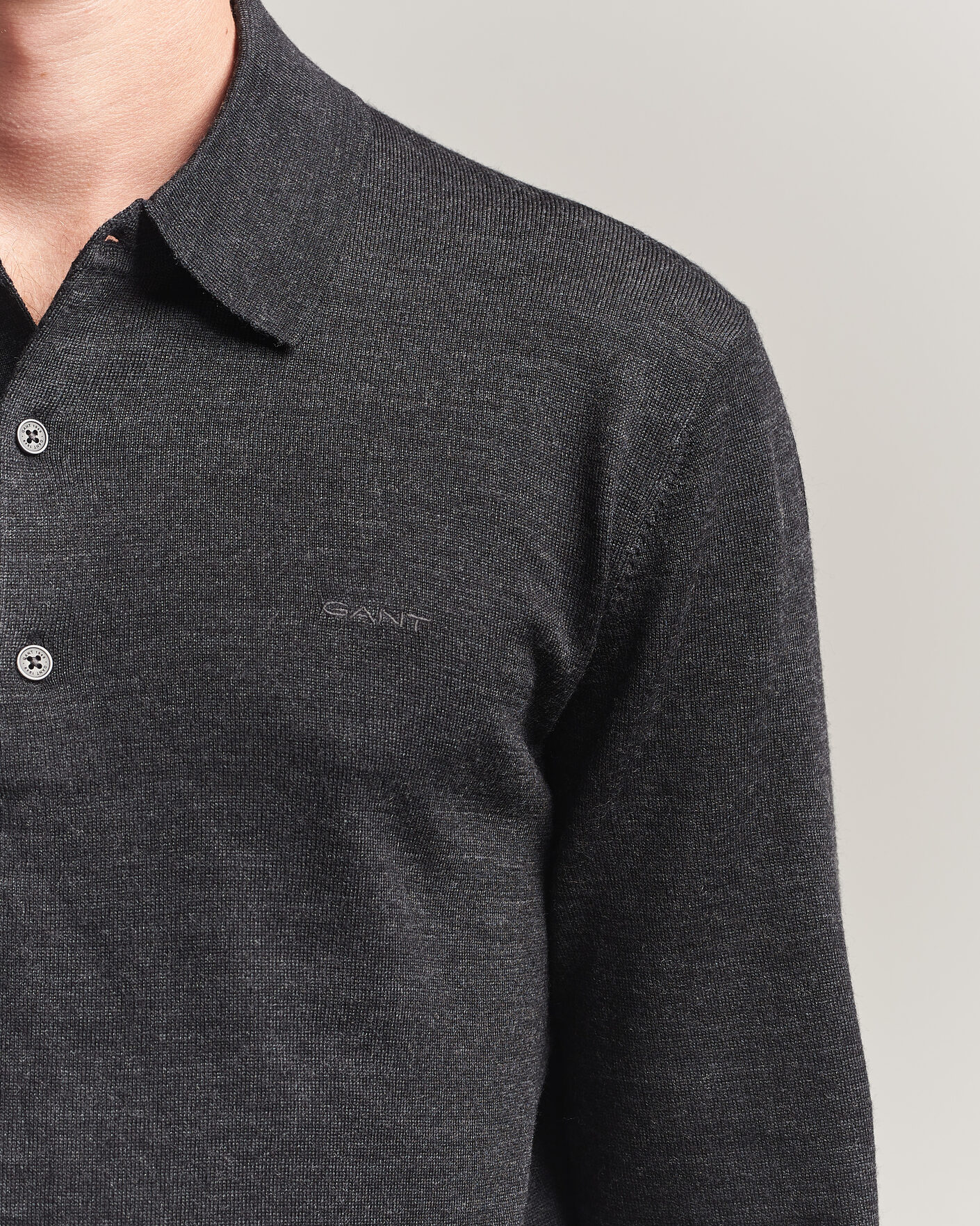 Homme | Pulls Et Tricots | Gant | Extrafine Merino Knitted Polo Dark Charcoal Melange