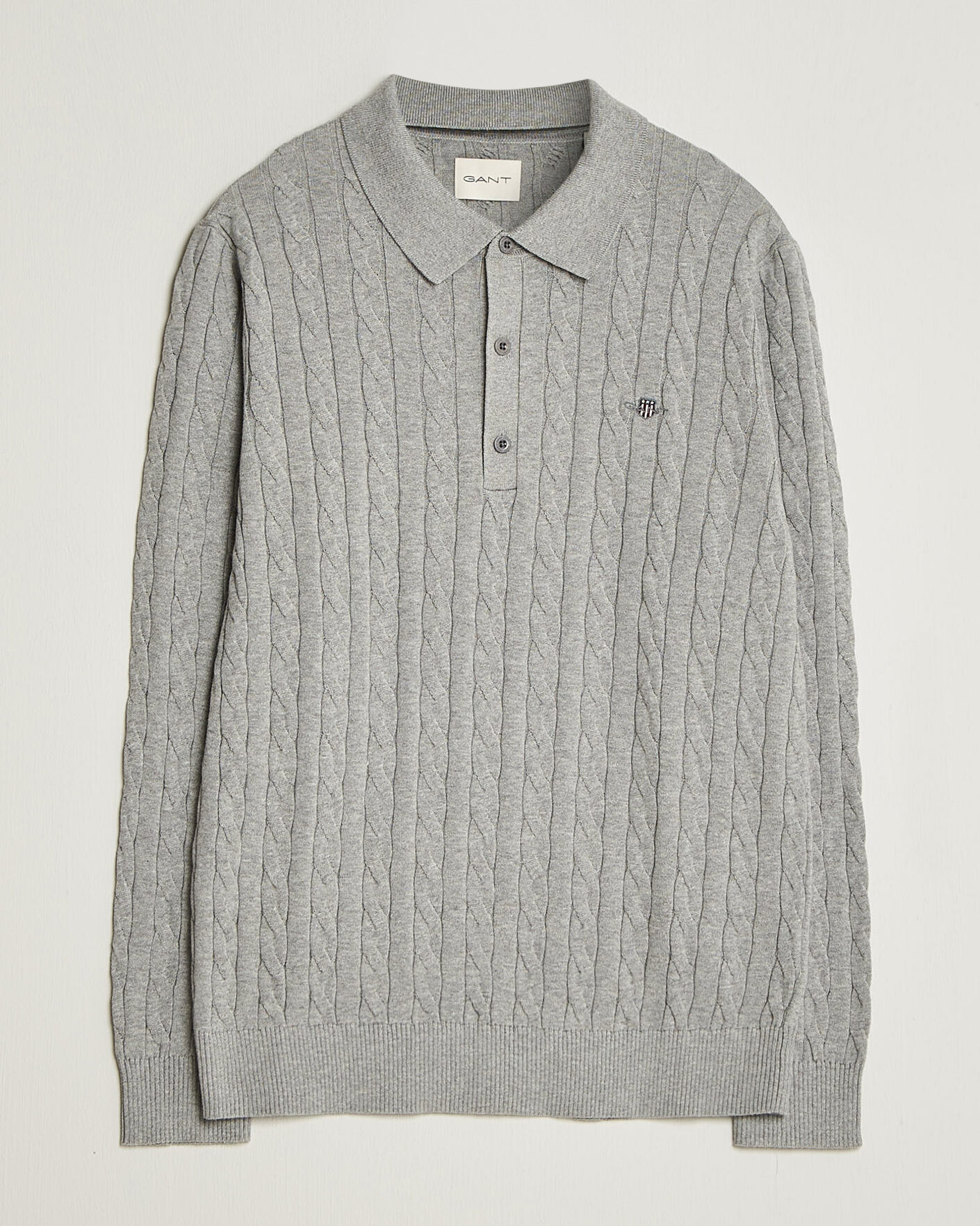 Homme | Pulls Et Tricots | Gant | Cotton Cable Polo Grey Melange