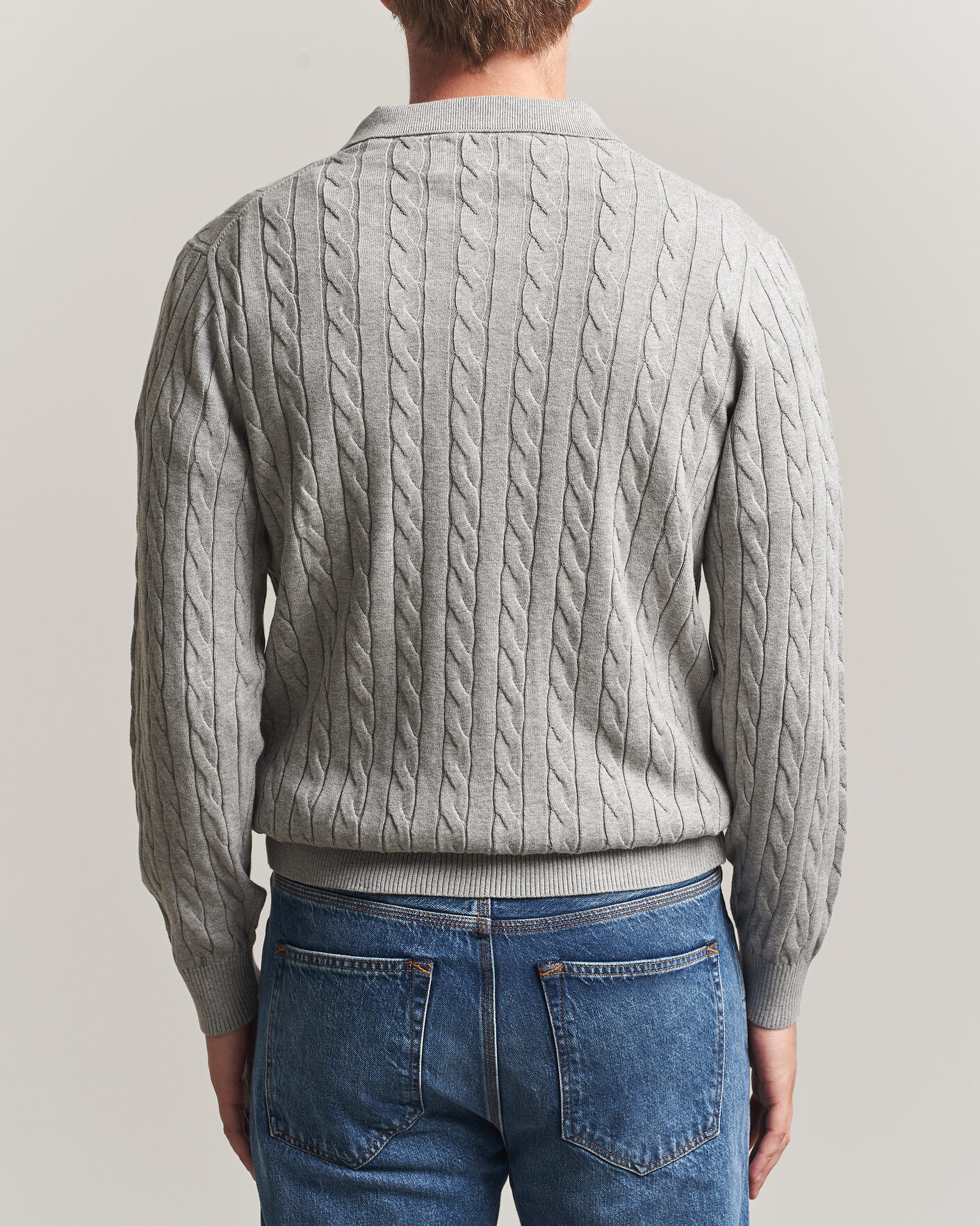 Homme | Pulls Et Tricots | Gant | Cotton Cable Polo Grey Melange