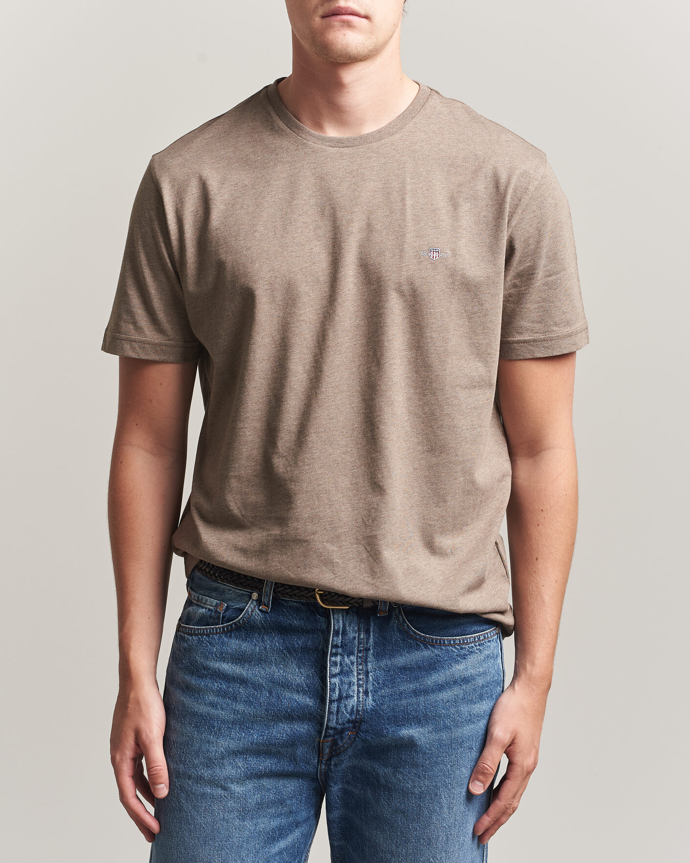 Homme | T-shirts | Gant | The Original T-Shirt Dark Hazelnut Melange