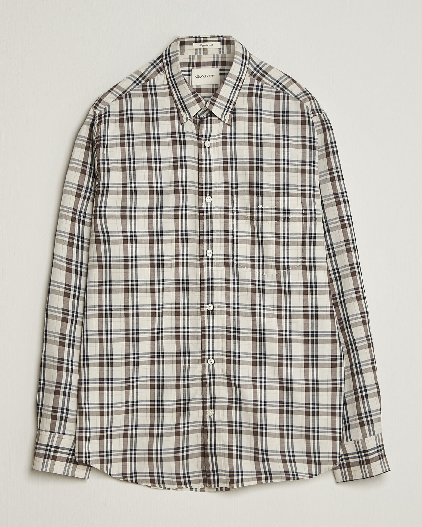 Homme | Chemises | Gant | Regular Fit Twill Checked Shirt Sand