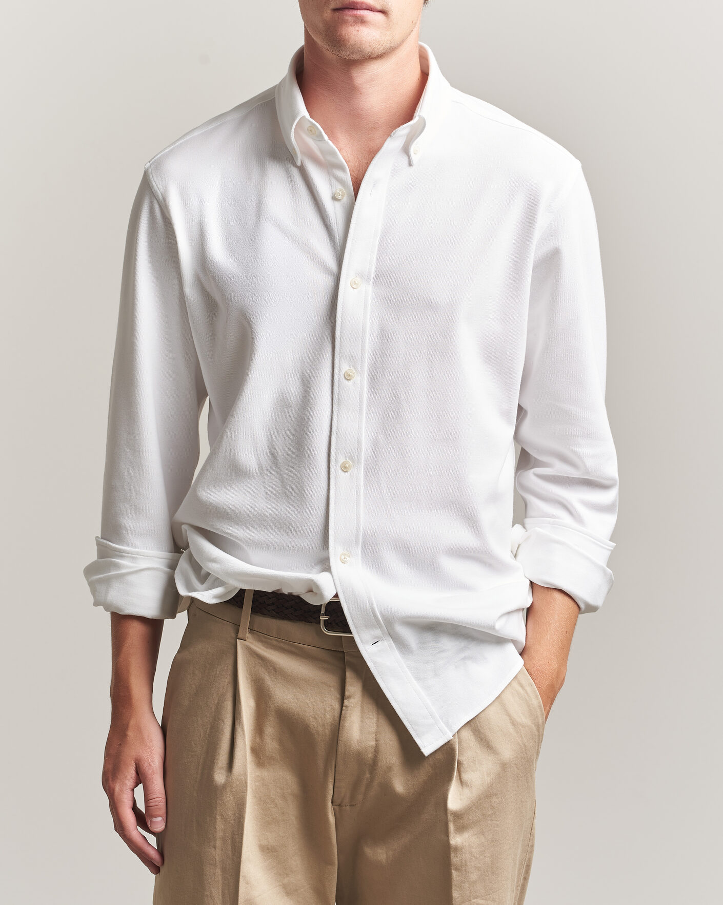 Homme | Chemises | Gant | Regular Fit Jersey Pique Shirt White