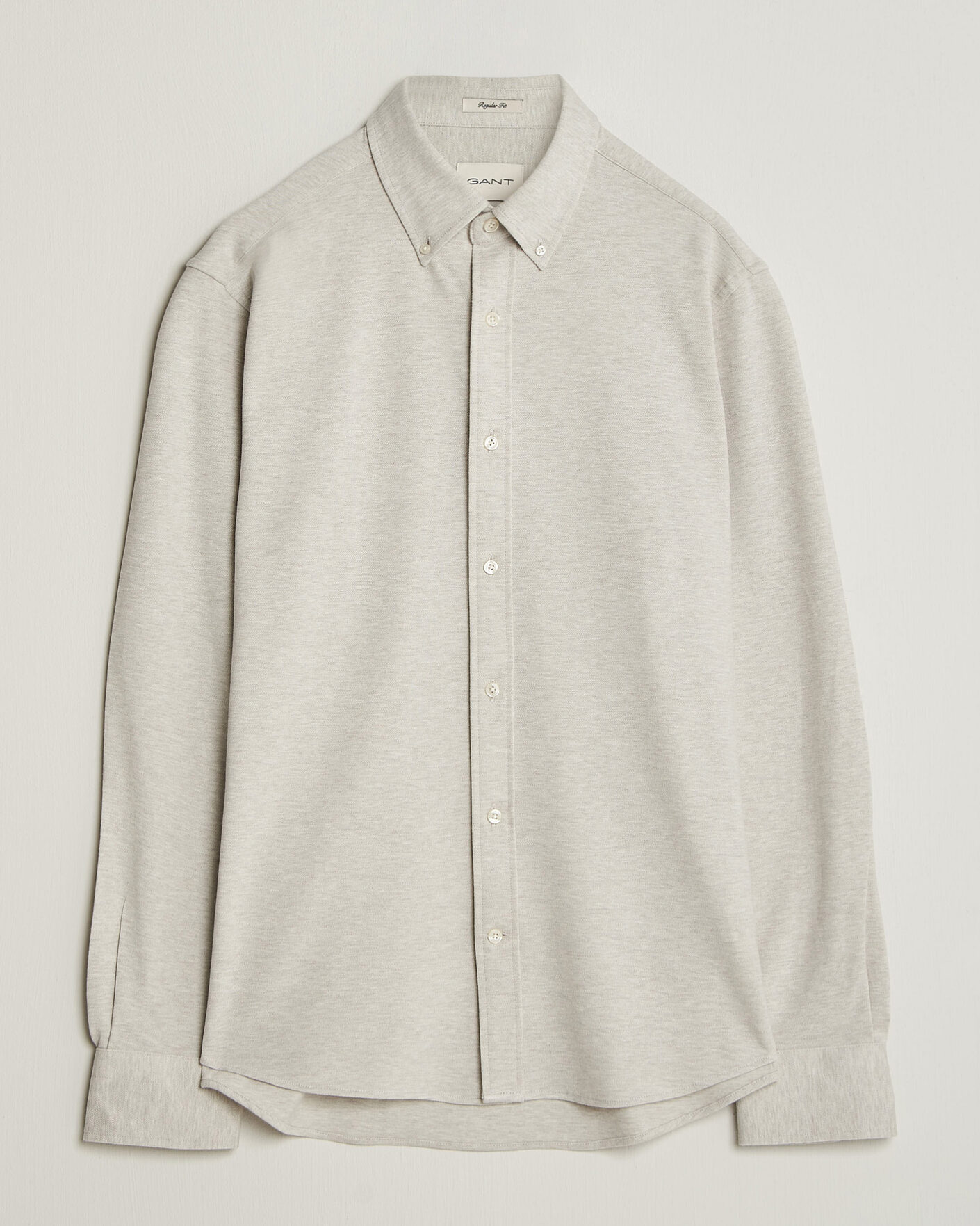 Homme | Chemises | Gant | Regular Fit Jersey Pique Shirt Light Beige Melange