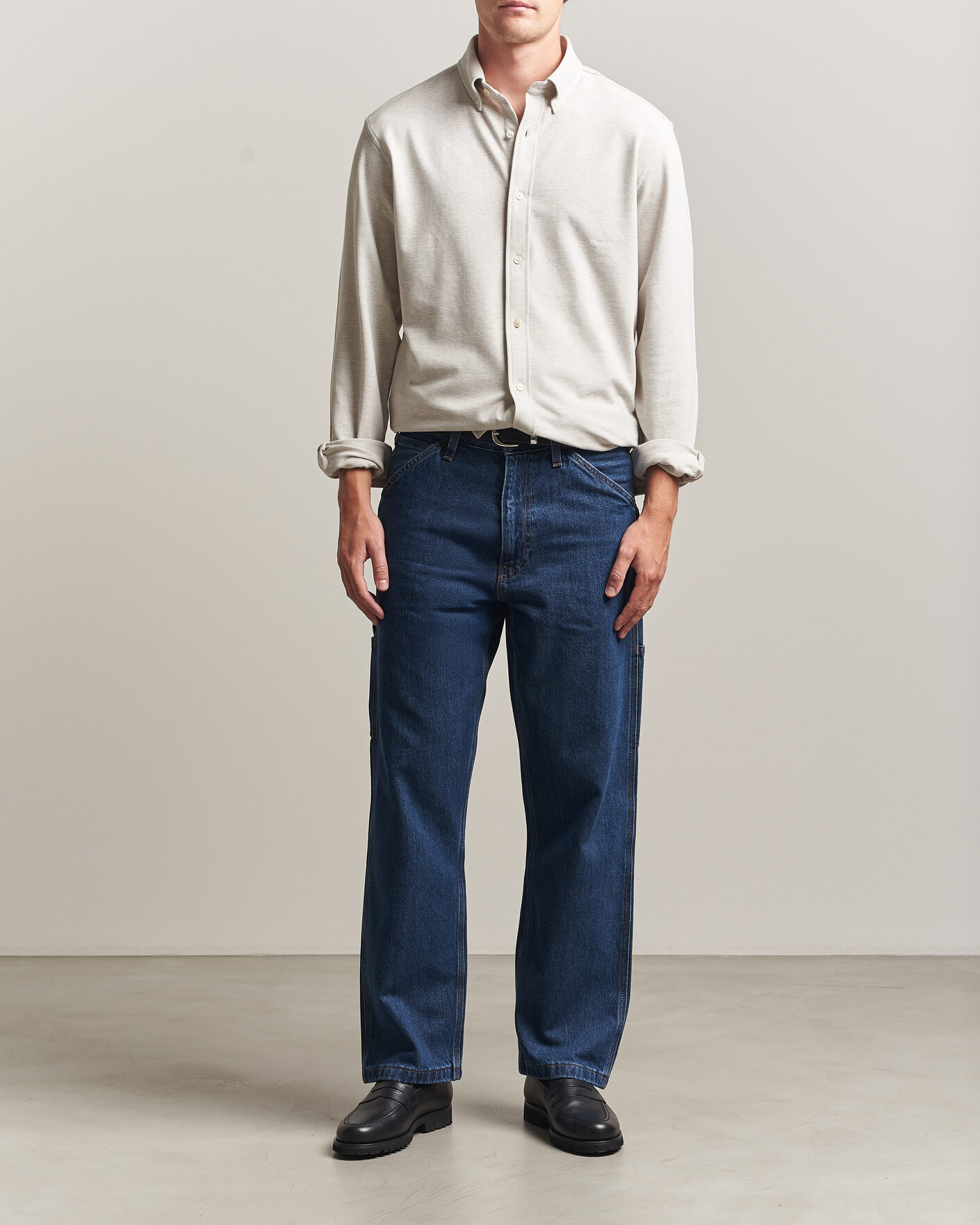 Homme | Chemises | Gant | Regular Fit Jersey Pique Shirt Light Beige Melange