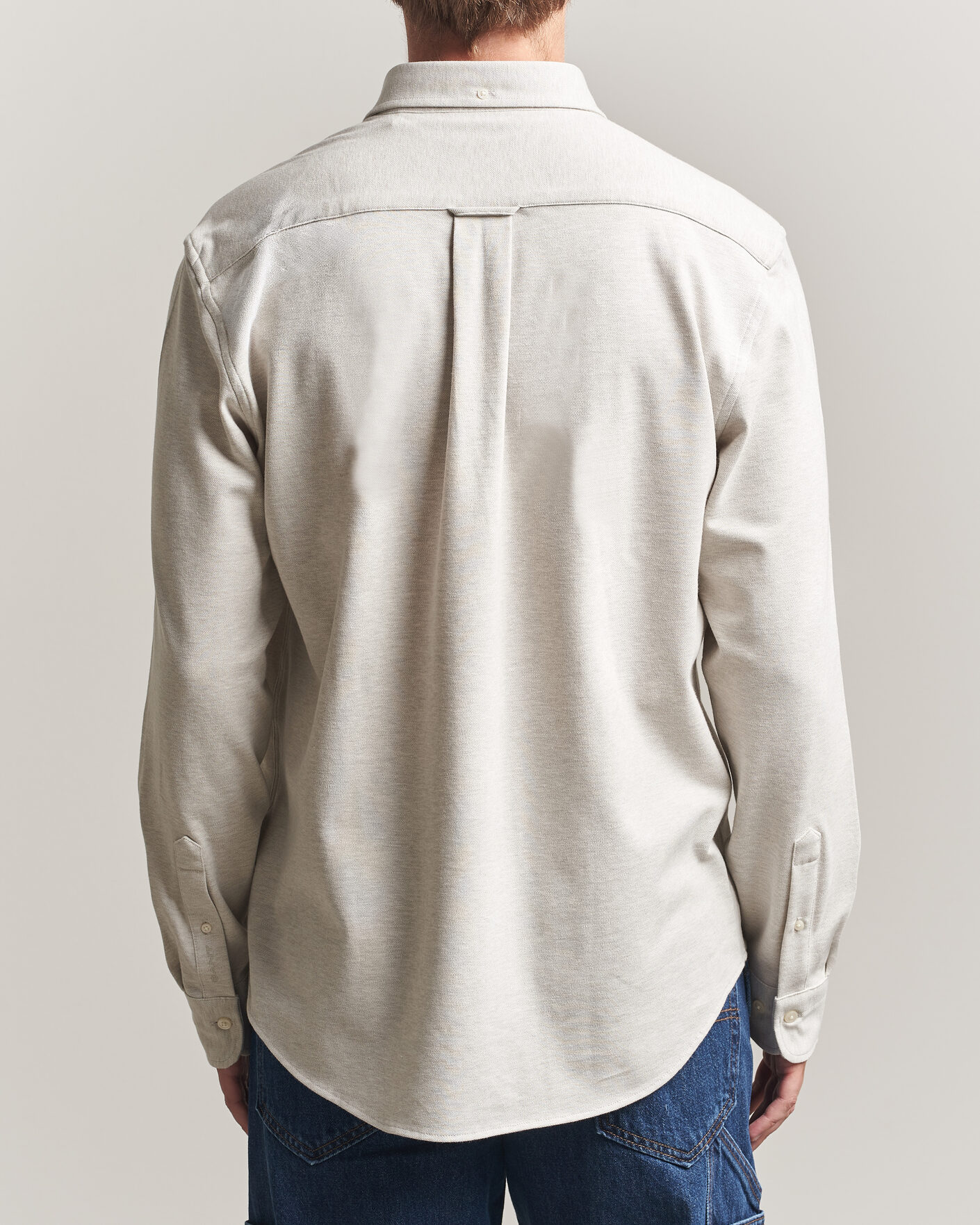 Homme | Chemises | Gant | Regular Fit Jersey Pique Shirt Light Beige Melange