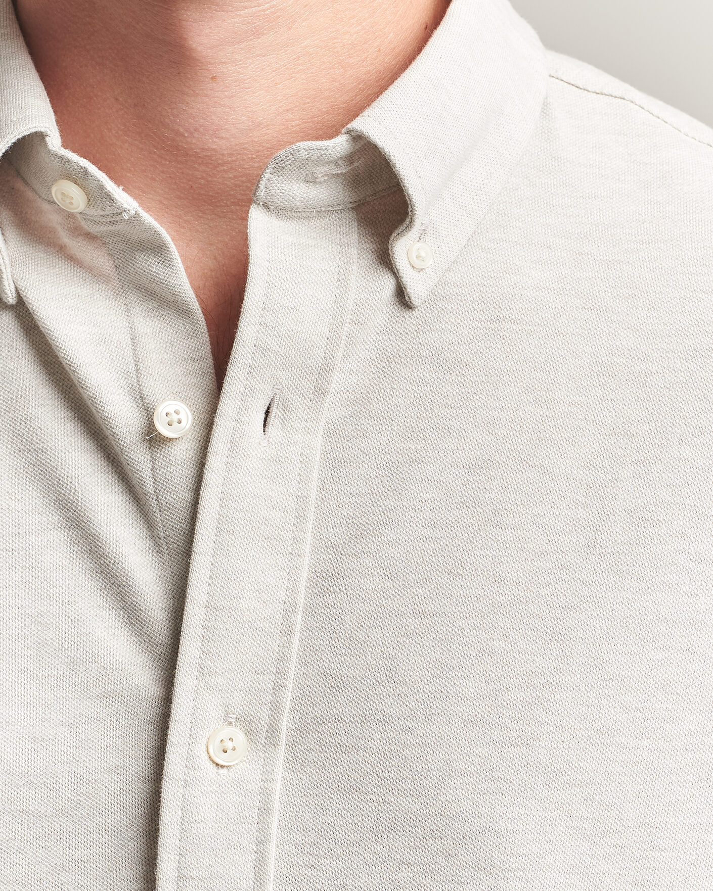 Homme | Chemises | Gant | Regular Fit Jersey Pique Shirt Light Beige Melange
