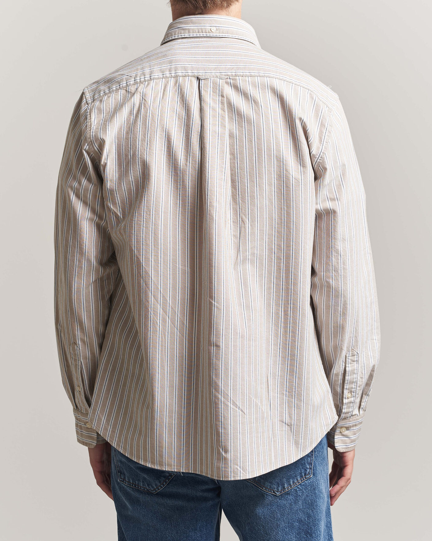Homme | Chemises | Gant | Regular Fit Classic Striped Oxford Shirt Light Taupe