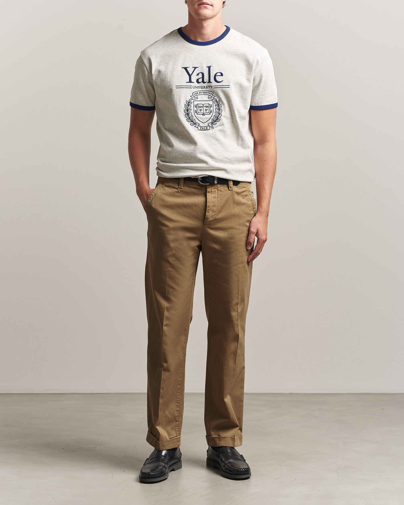 Homme | T-shirts | Gant | YALE Crew Neck T-Shirt Grey Melange