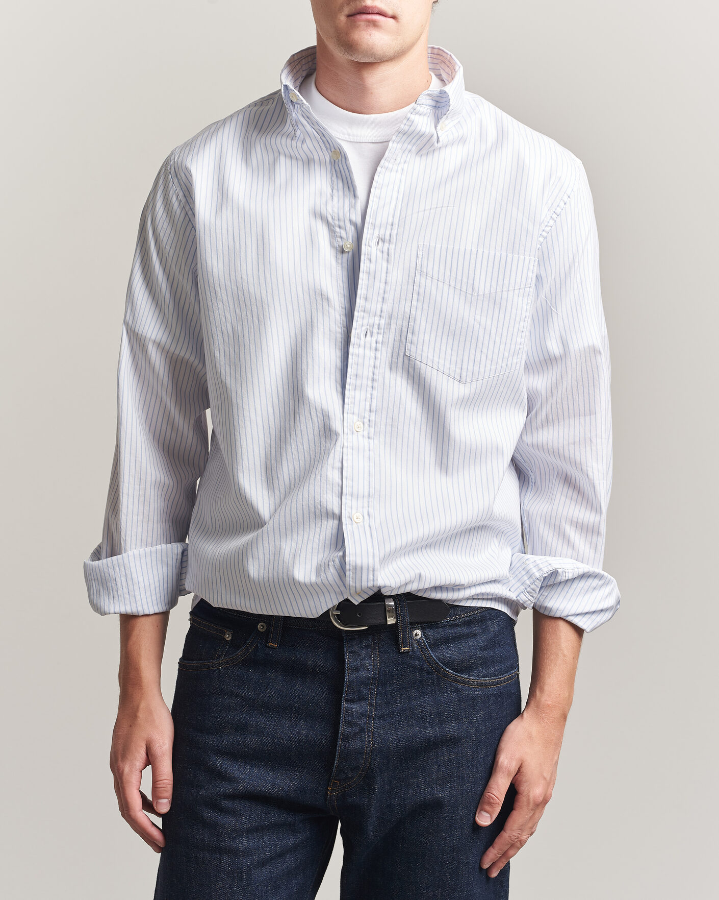 Homme | Chemises | Gant | YALE Regular Fit Striped Oxford Shirt Light Blue