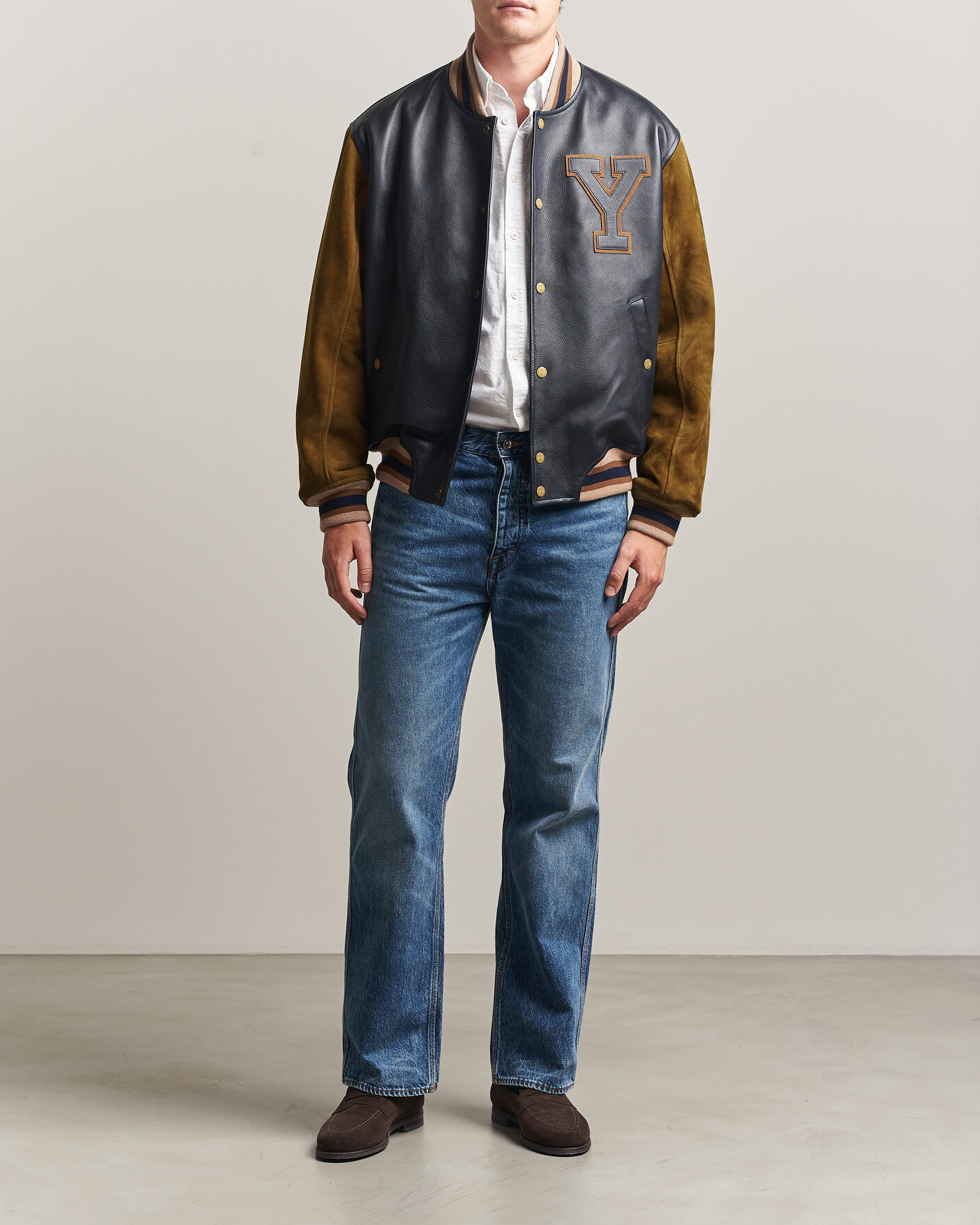 Homme | Manteaux Et Vestes | Gant | YALE Suede/Leather Varsity Jacket Navy