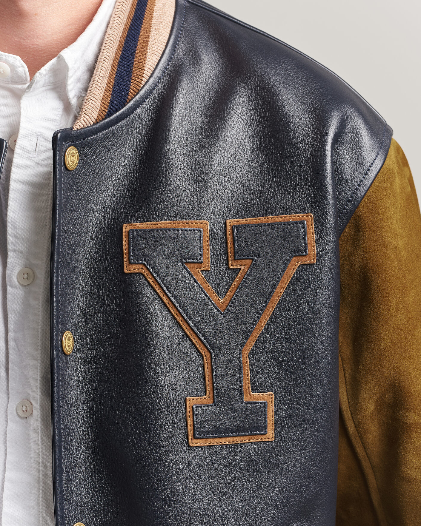 Homme | Manteaux Et Vestes | Gant | YALE Suede/Leather Varsity Jacket Navy