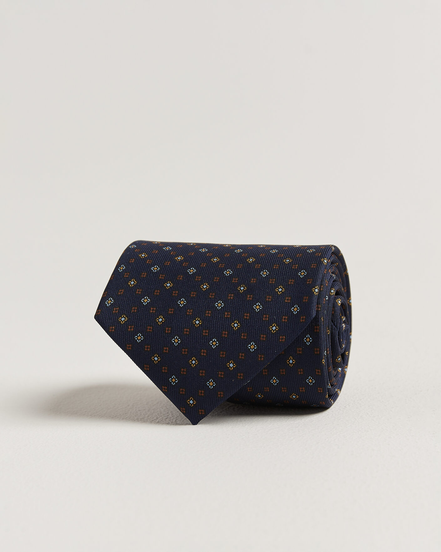  | Nouveautés dans le magasin | E. Marinella | 3-Fold Printed Silk Tie Navy