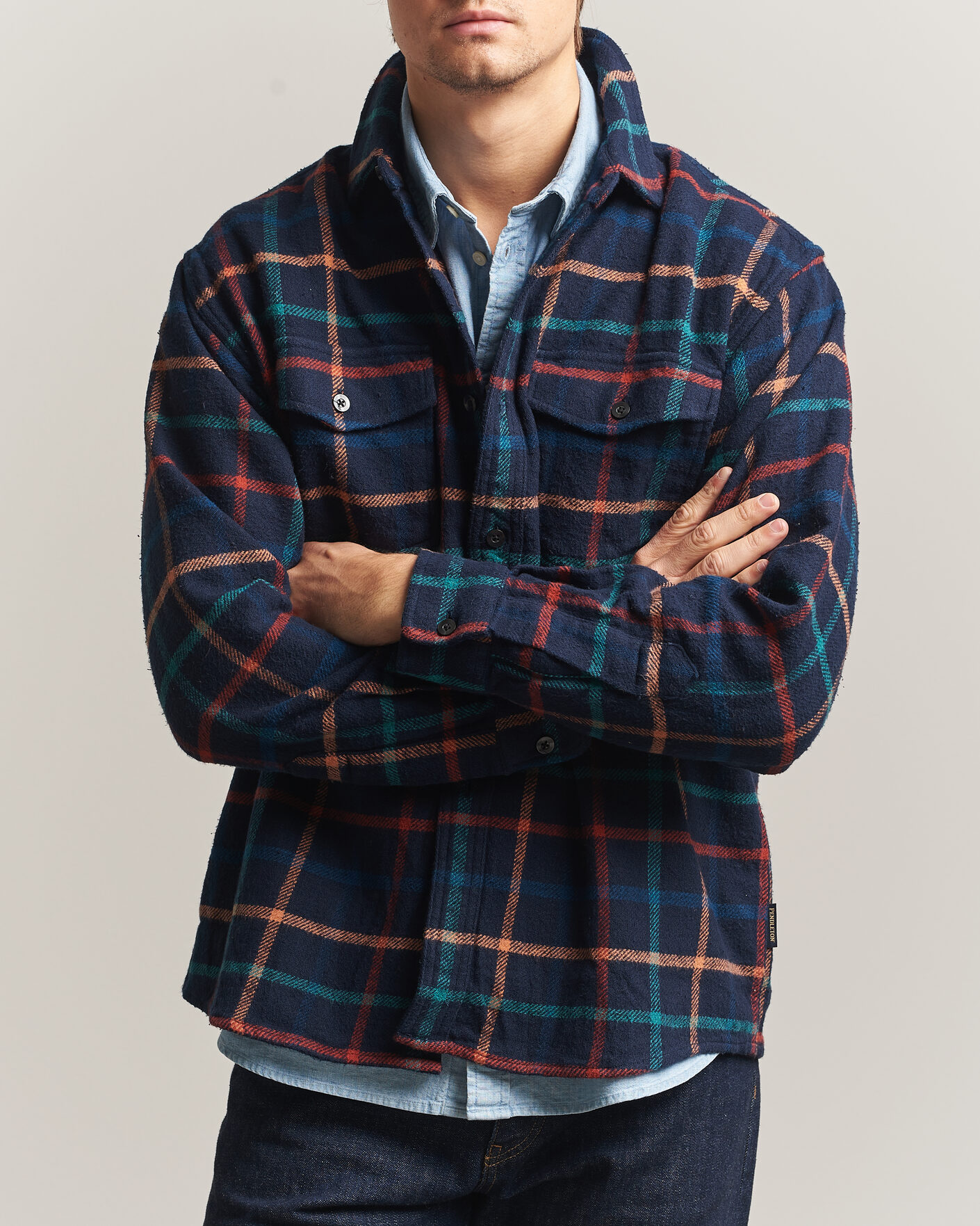 Homme | Chemises | Pendleton | Big Pocket Shirt Dark Blue Check