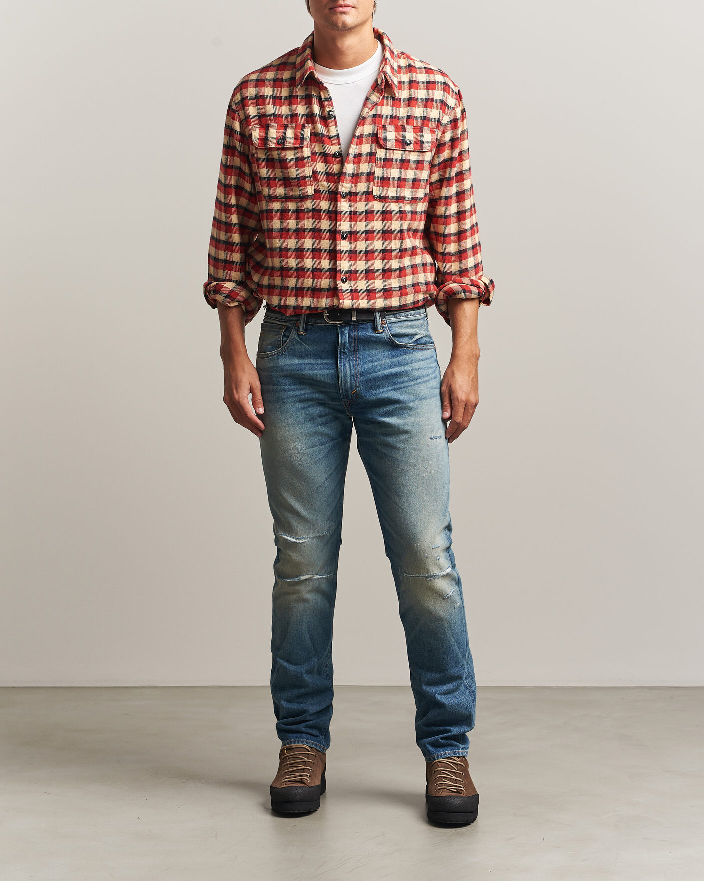 Homme | Chemises | RRL | Plaid Flannel Shirt Red/Cream
