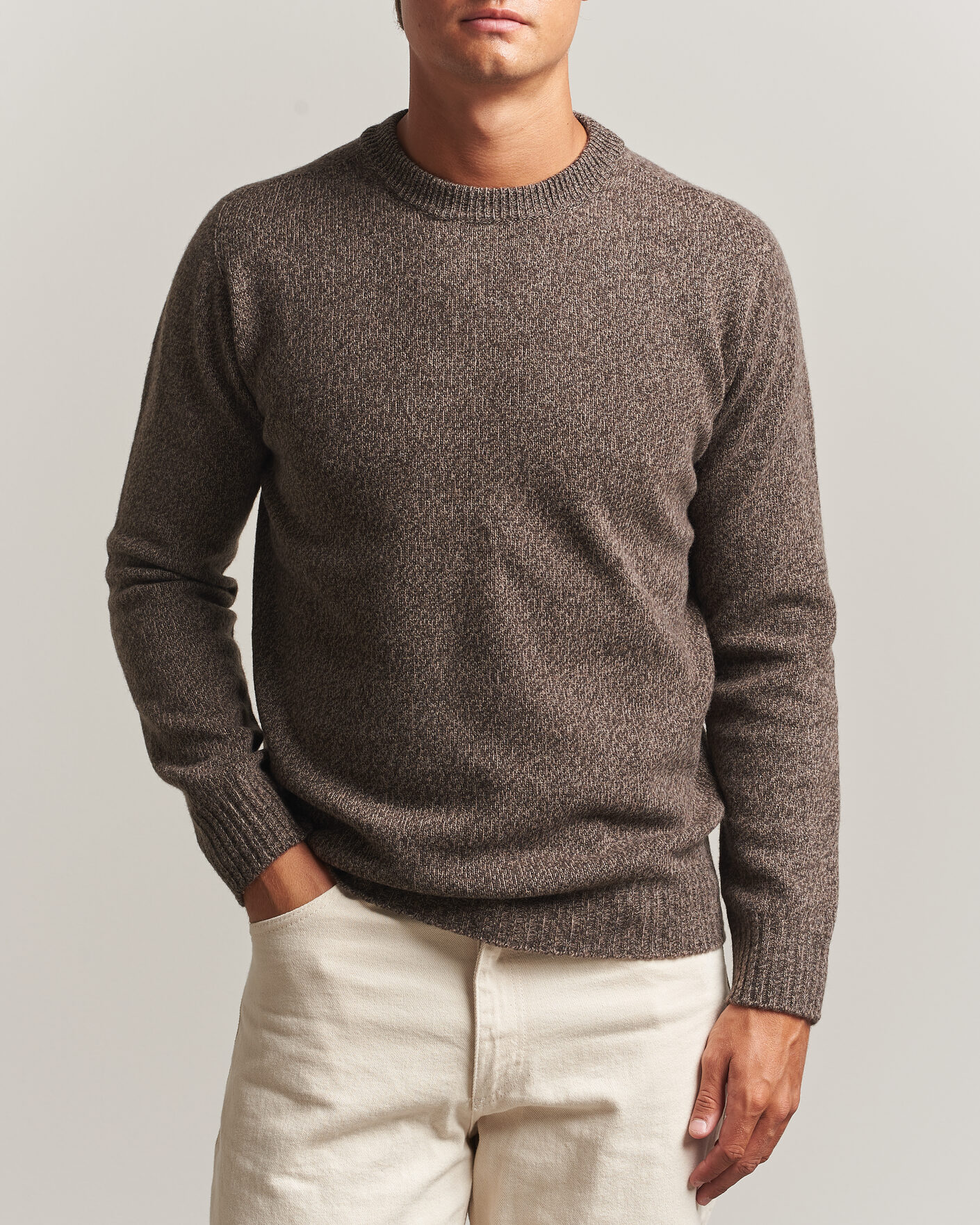 Homme | Pulls Et Tricots | Altea | Wool/Cashmere Crew Neck Pullover Brown Melange