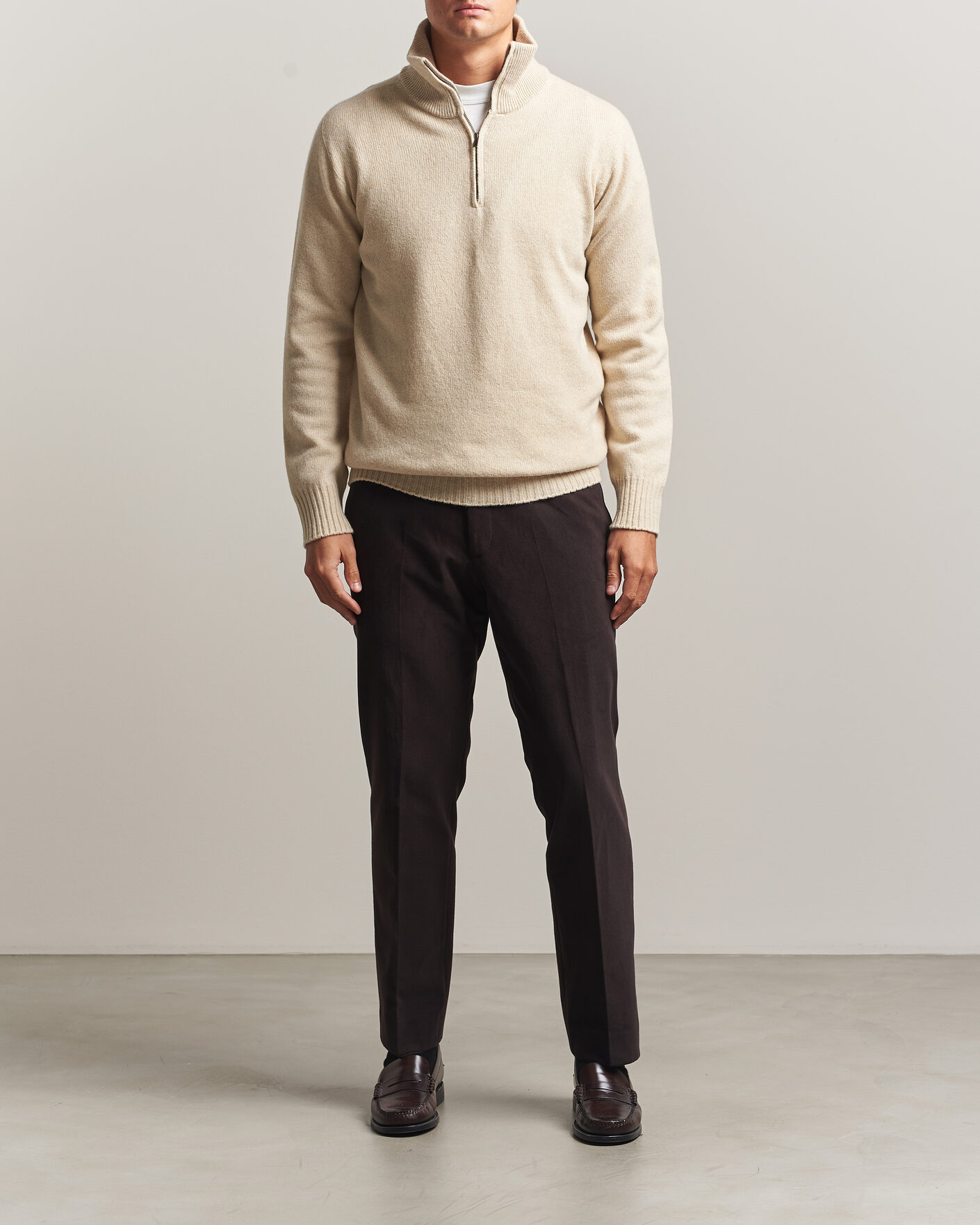Homme | Pulls Et Tricots | Altea | Wool/Cashmere Half Zip Beige