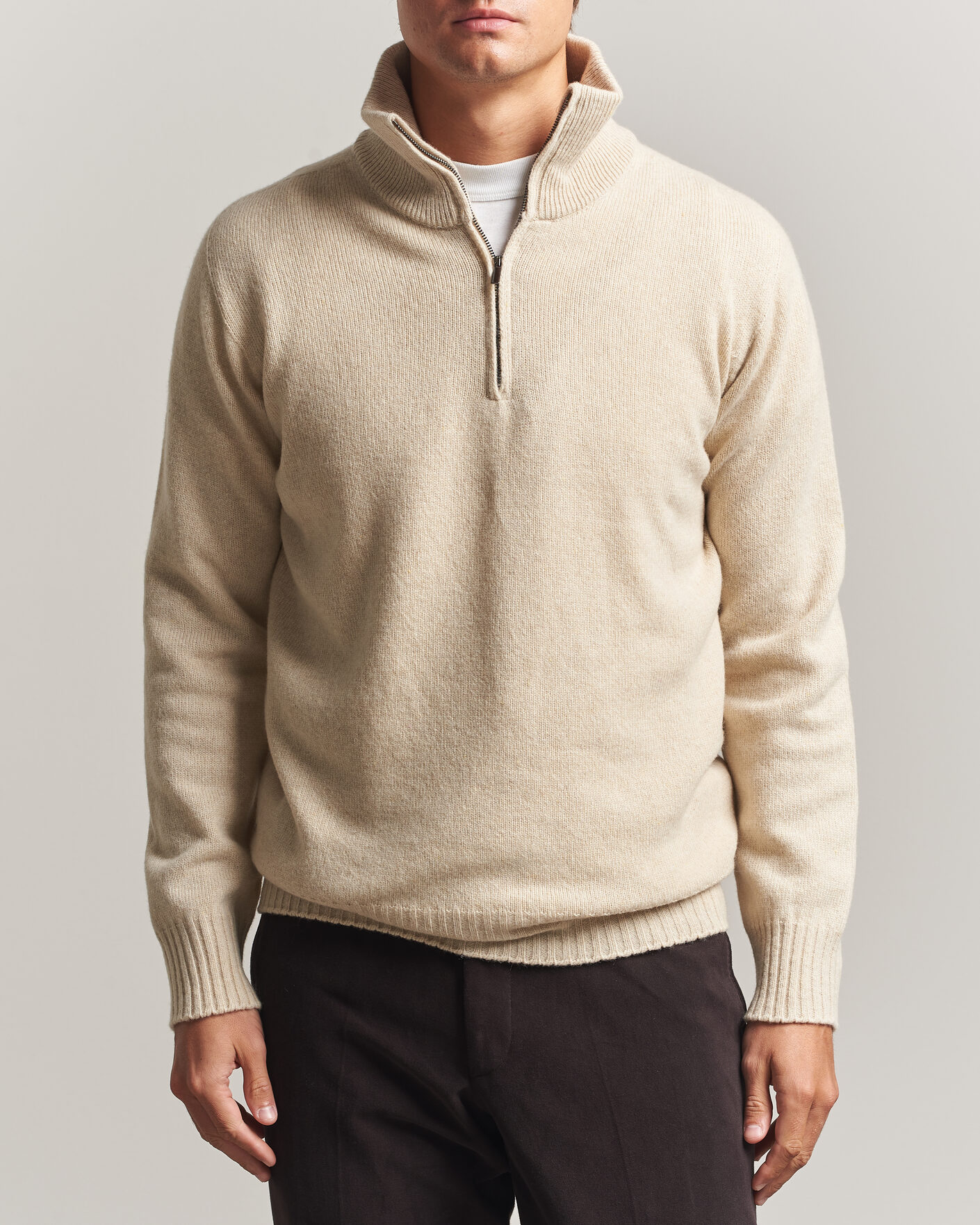 Homme | Pulls Et Tricots | Altea | Wool/Cashmere Half Zip Beige