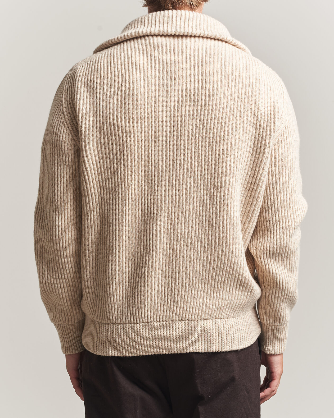 Homme | Pulls Et Tricots | Altea | Rib Wool Bomber Cardigan Beige