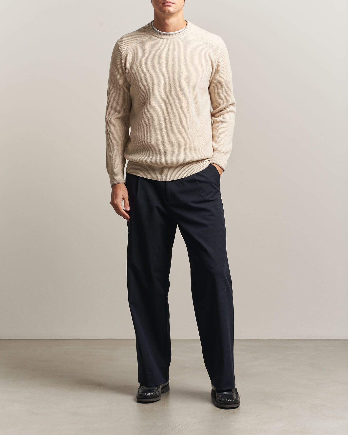 Homme | Pulls Et Tricots | Altea | Rib Wool Raglan Sweater Cream