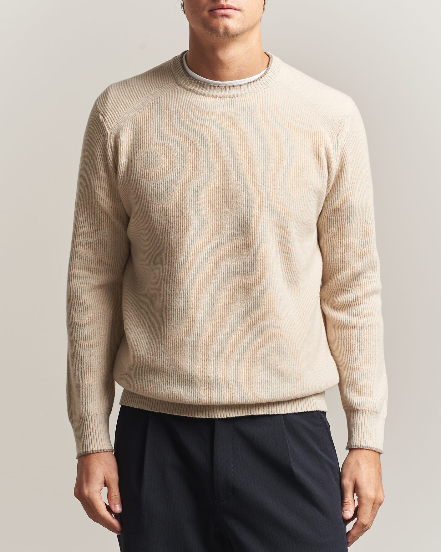 Homme | Pulls Et Tricots | Altea | Rib Wool Raglan Sweater Cream