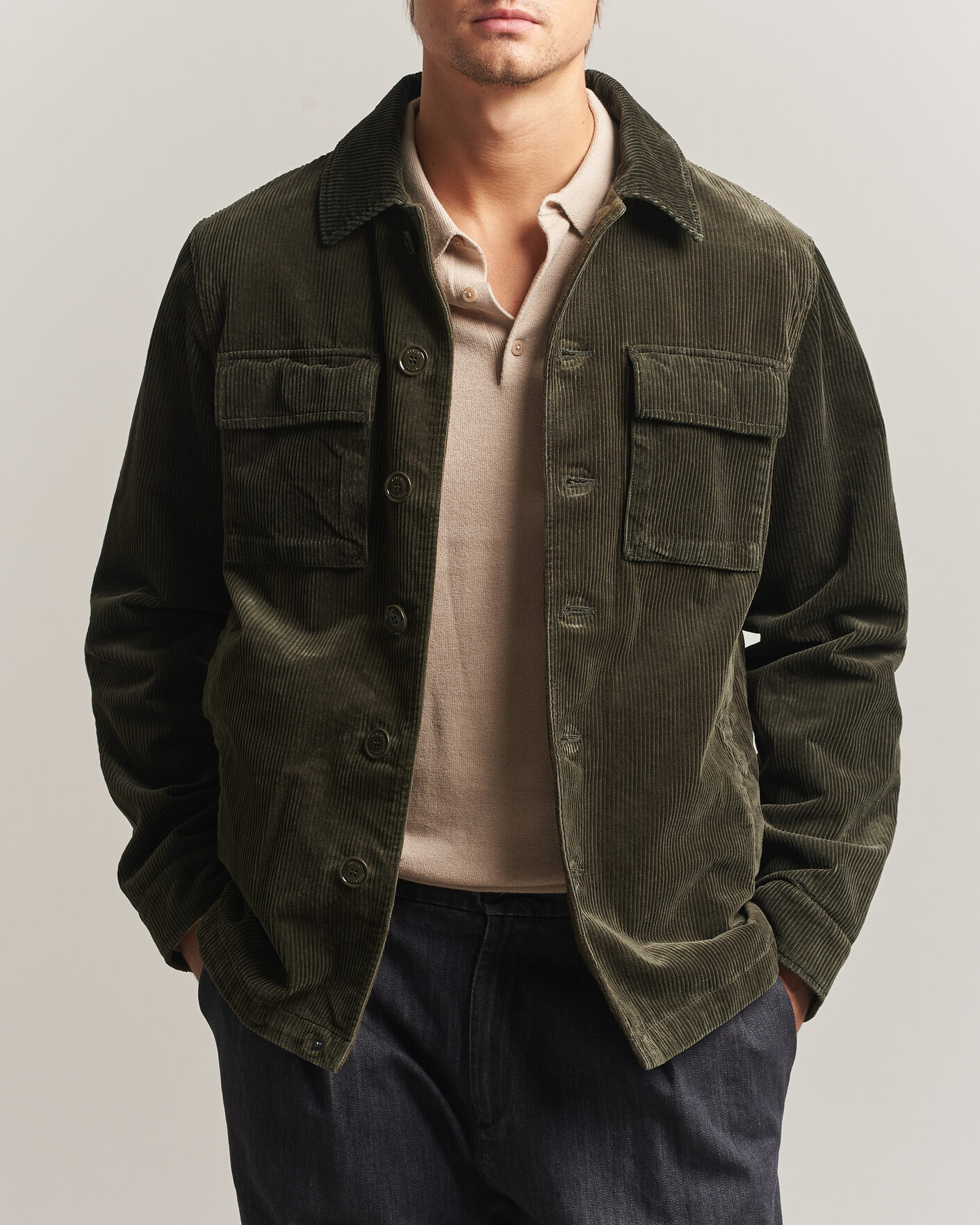 Homme | Manteaux Et Vestes | Aspesi | Tigre Corduroy Shirt Jacket Military
