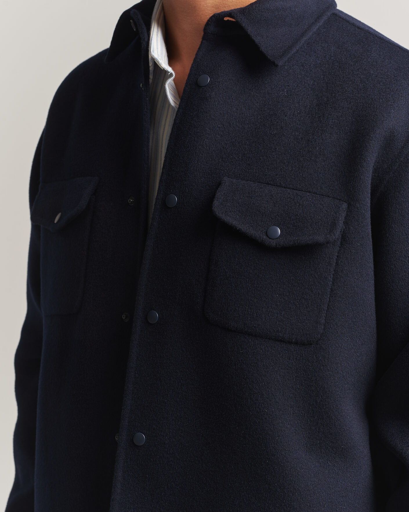 Homme | Manteaux Et Vestes | Aspesi | Double Wool Shirt Jacket Navy
