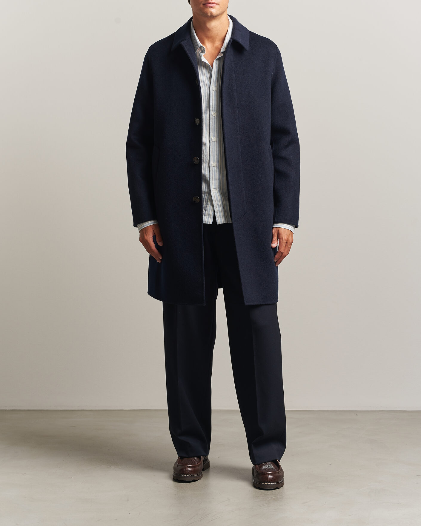 Homme | Manteaux Et Vestes | Aspesi | Double Wool Coat Navy