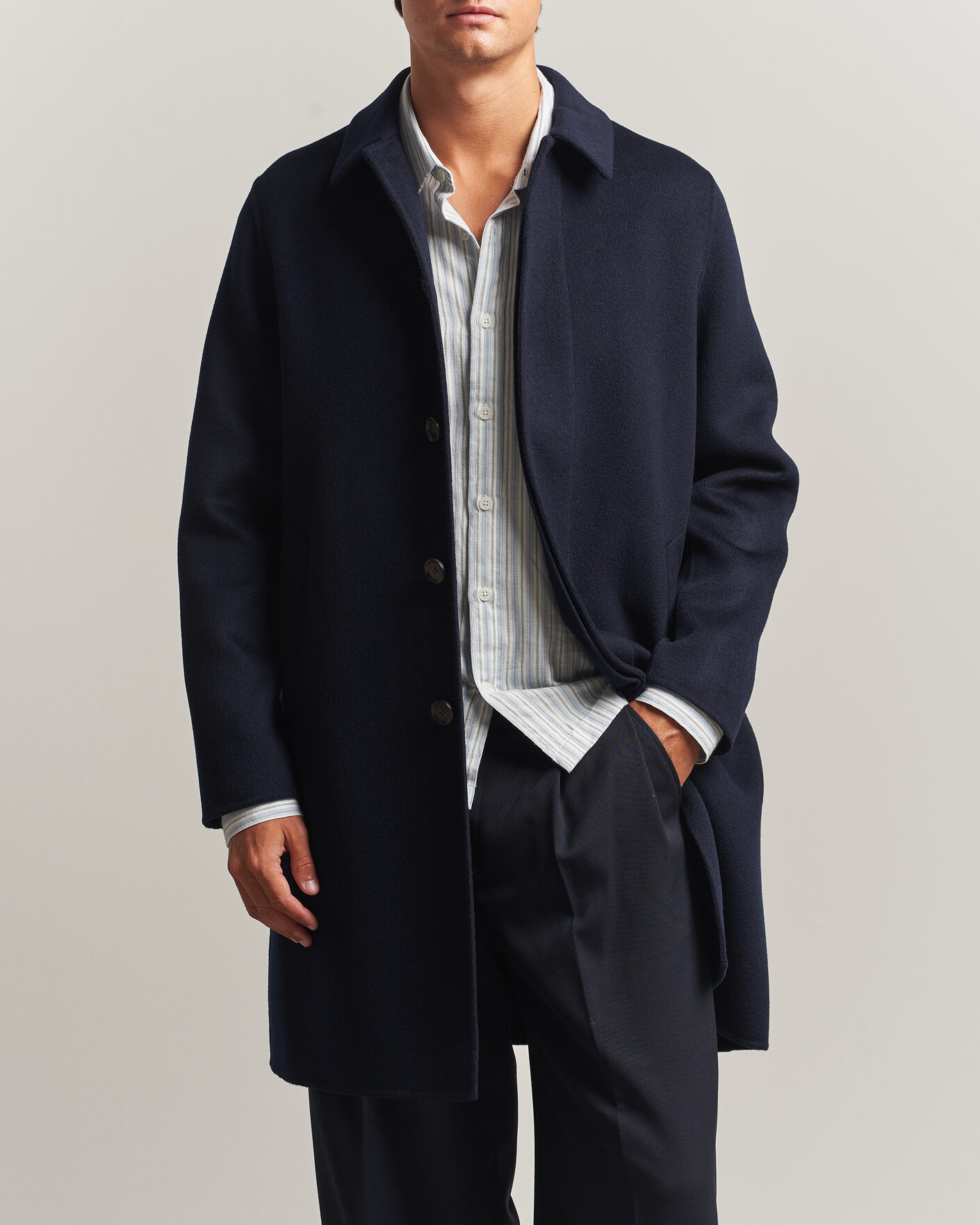 Homme | Manteaux Et Vestes | Aspesi | Double Wool Coat Navy