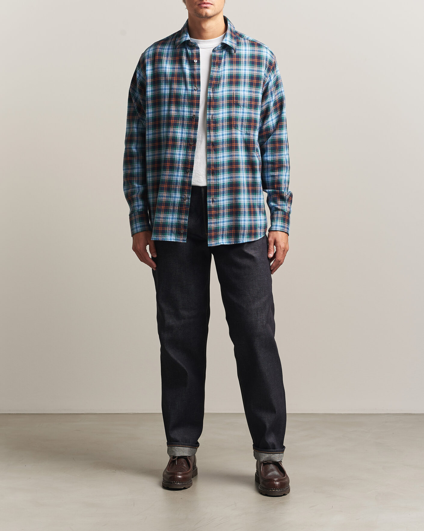 Homme | Chemises | Aspesi | Flannel Shirt Blue Check