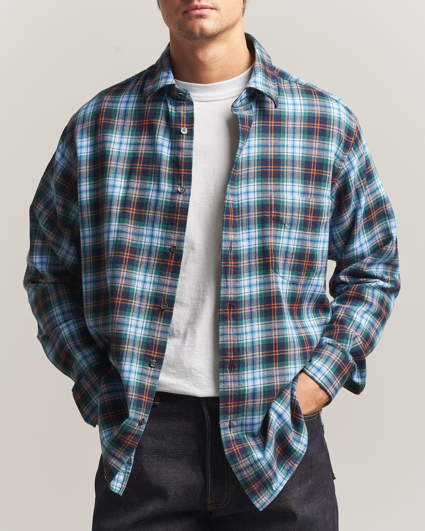 Homme | Chemises | Aspesi | Flannel Shirt Blue Check