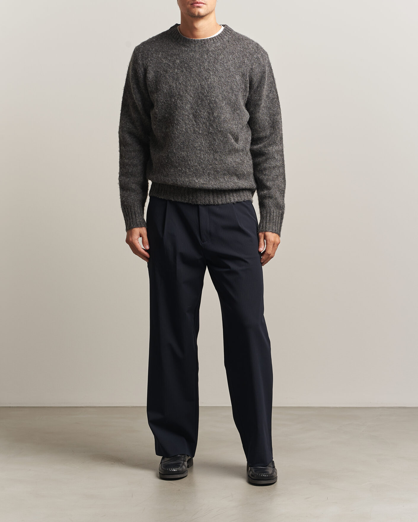 Homme | Pulls Et Tricots | Aspesi | Brushed Shetland Sweater Grey Melange