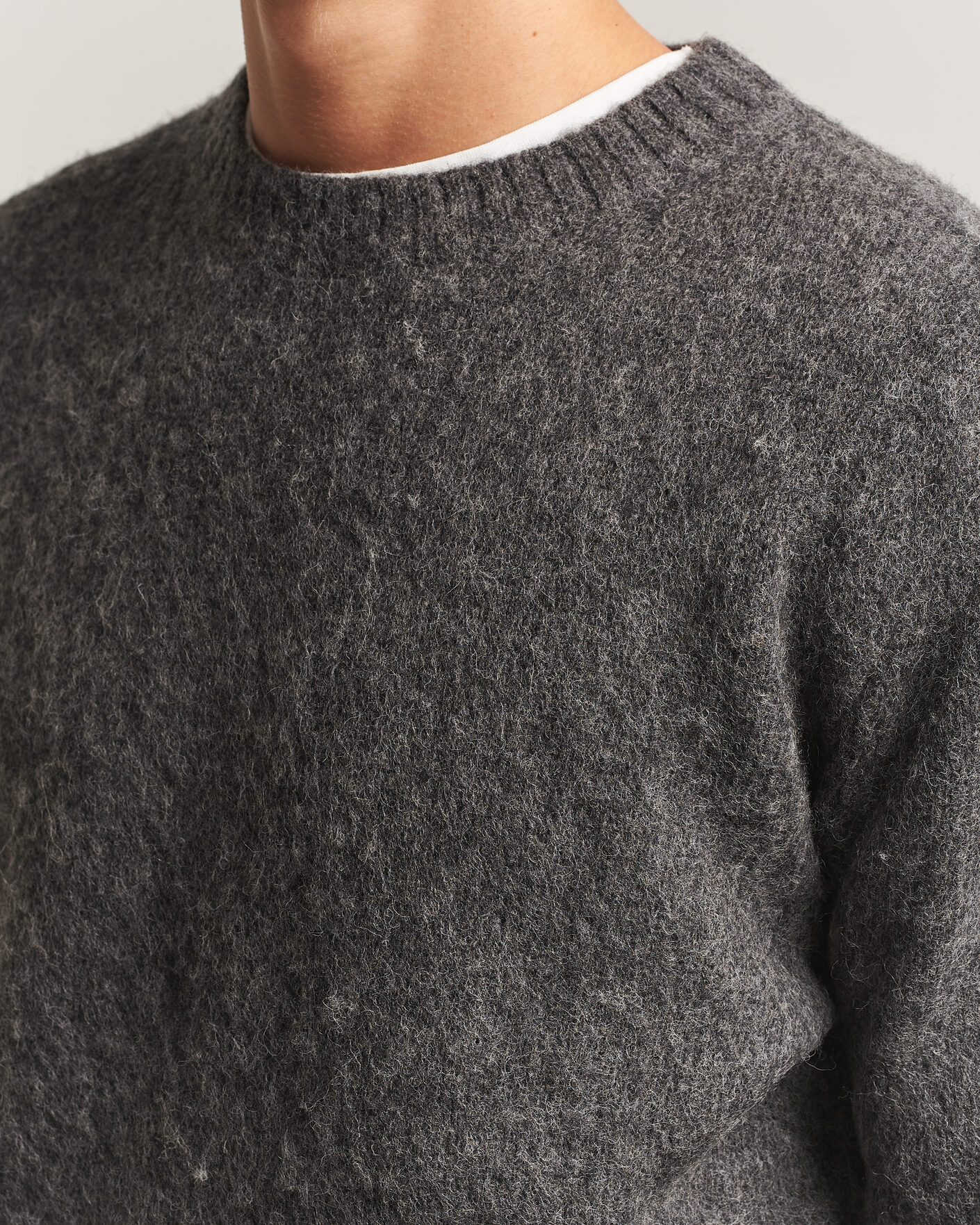 Homme | Pulls Et Tricots | Aspesi | Brushed Shetland Sweater Grey Melange