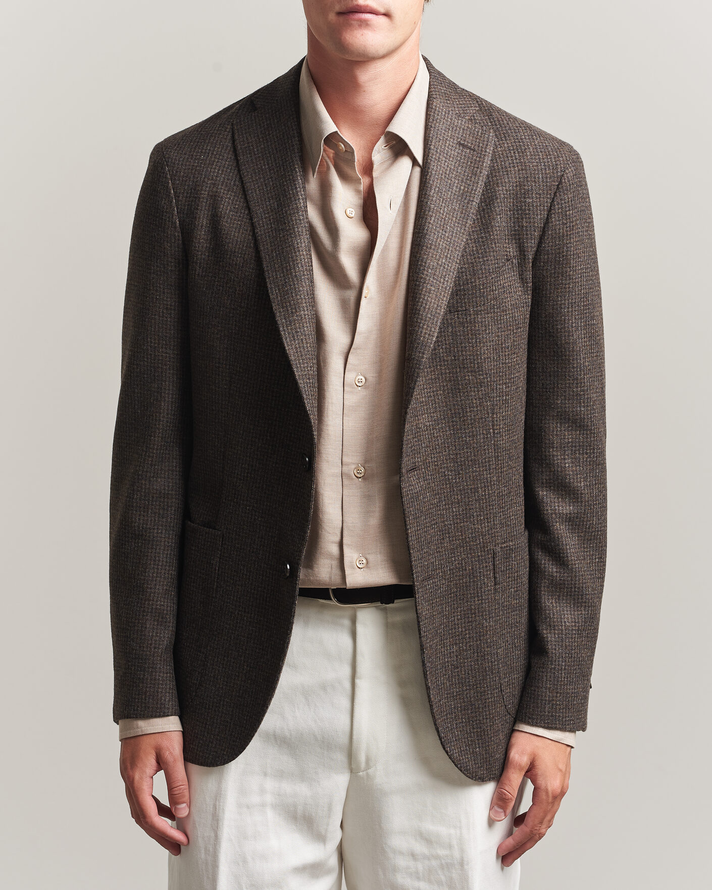 Homme | Blazers | Boglioli | K Jacket Wool Houndstooth Blazer Dark Brown