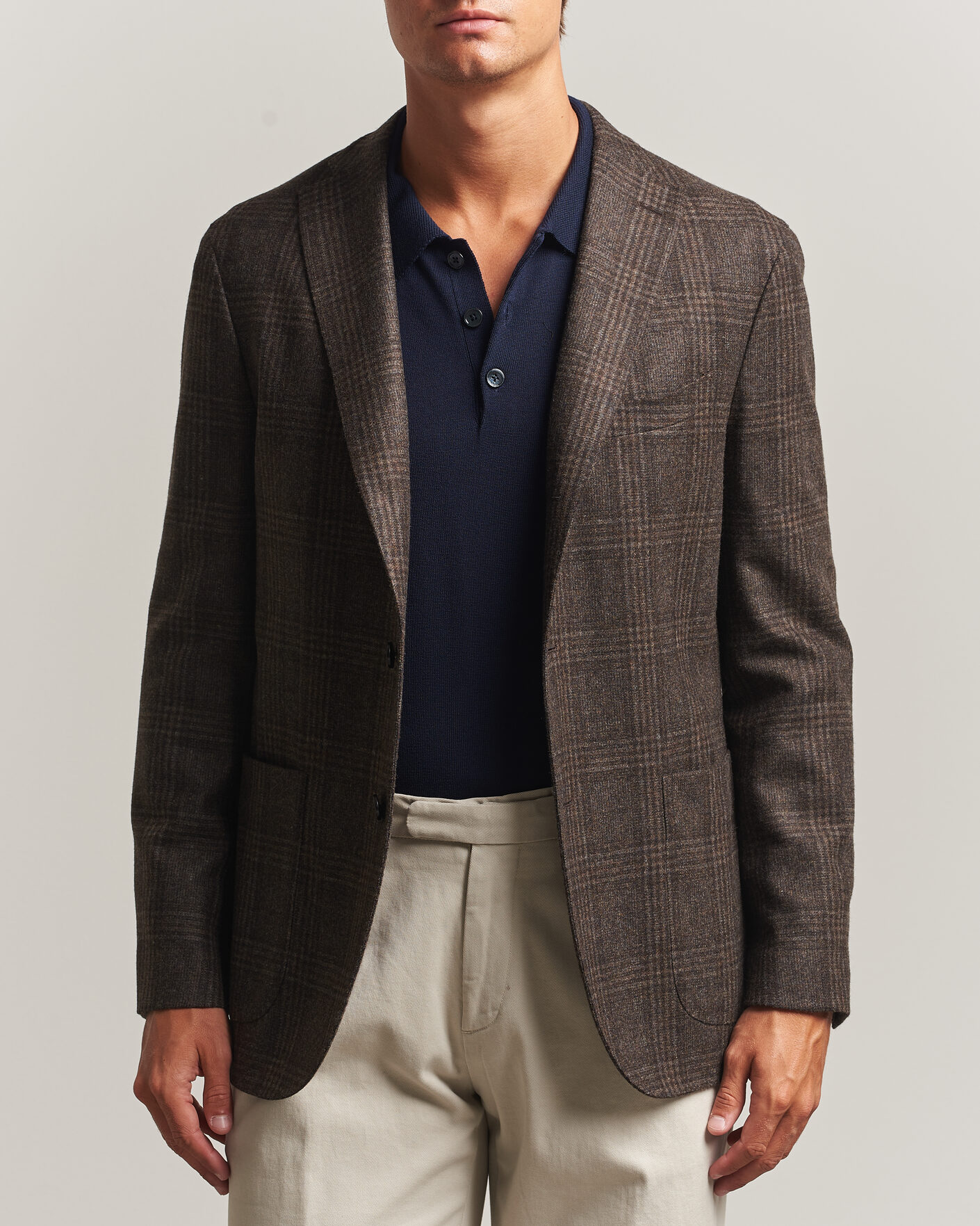 Homme | Blazers | Boglioli | K Jacket Wool Check Blazer Dark Brown