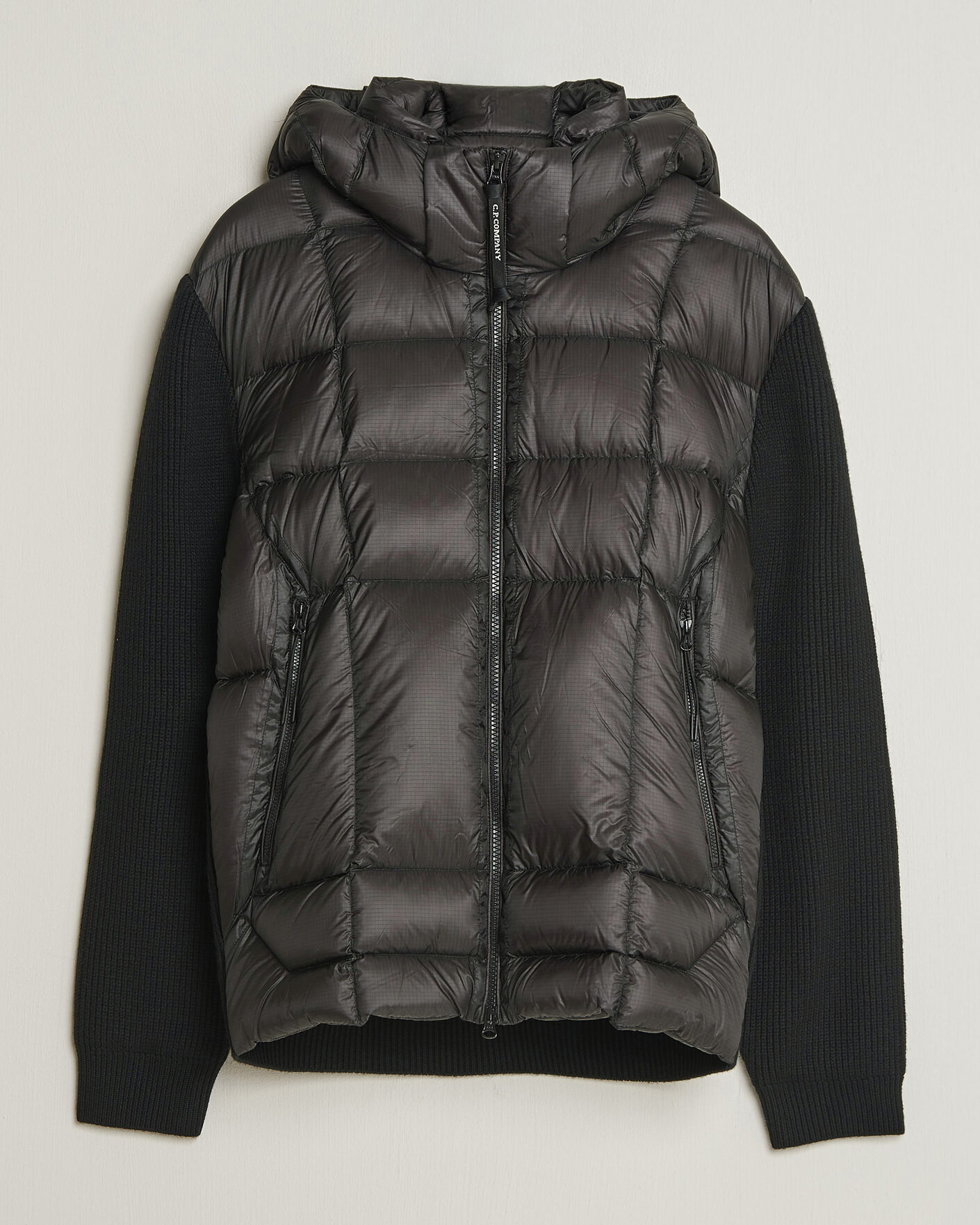 Homme | Manteaux Et Vestes | C.P. Company | Merino Wool Padded Hybrid Hood Jacket Black