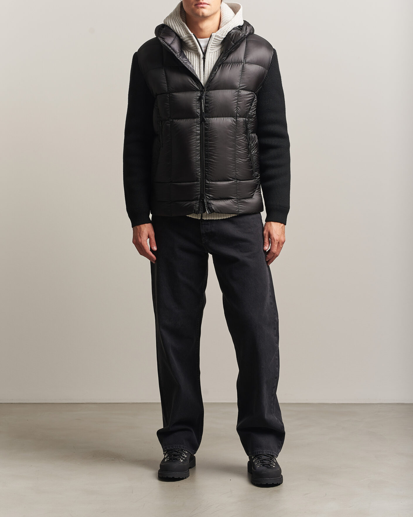 Homme | Manteaux Et Vestes | C.P. Company | Merino Wool Padded Hybrid Hood Jacket Black